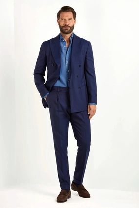 Professional Tailoring Sleek Tailoring Blue striped double breasted suit - Made in Italy
