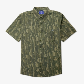Boatbar SS Button Down Shirt | Olive Current Camo Stretchable Material Casual Layer