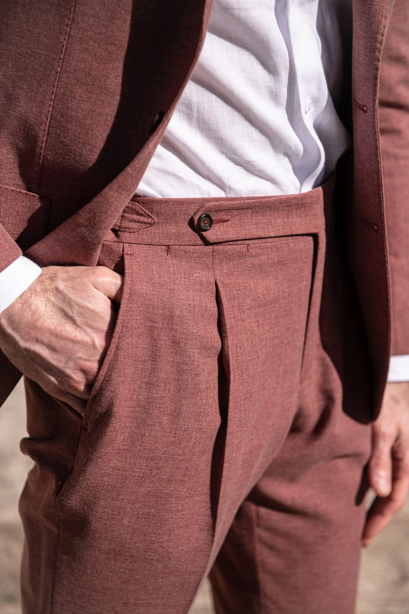 Neutral Fit Water Resistant Coral Biella trousers - Made in Italy