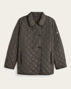 Structured Warmth Blake Quilted Peacoat | Forest Green / Black