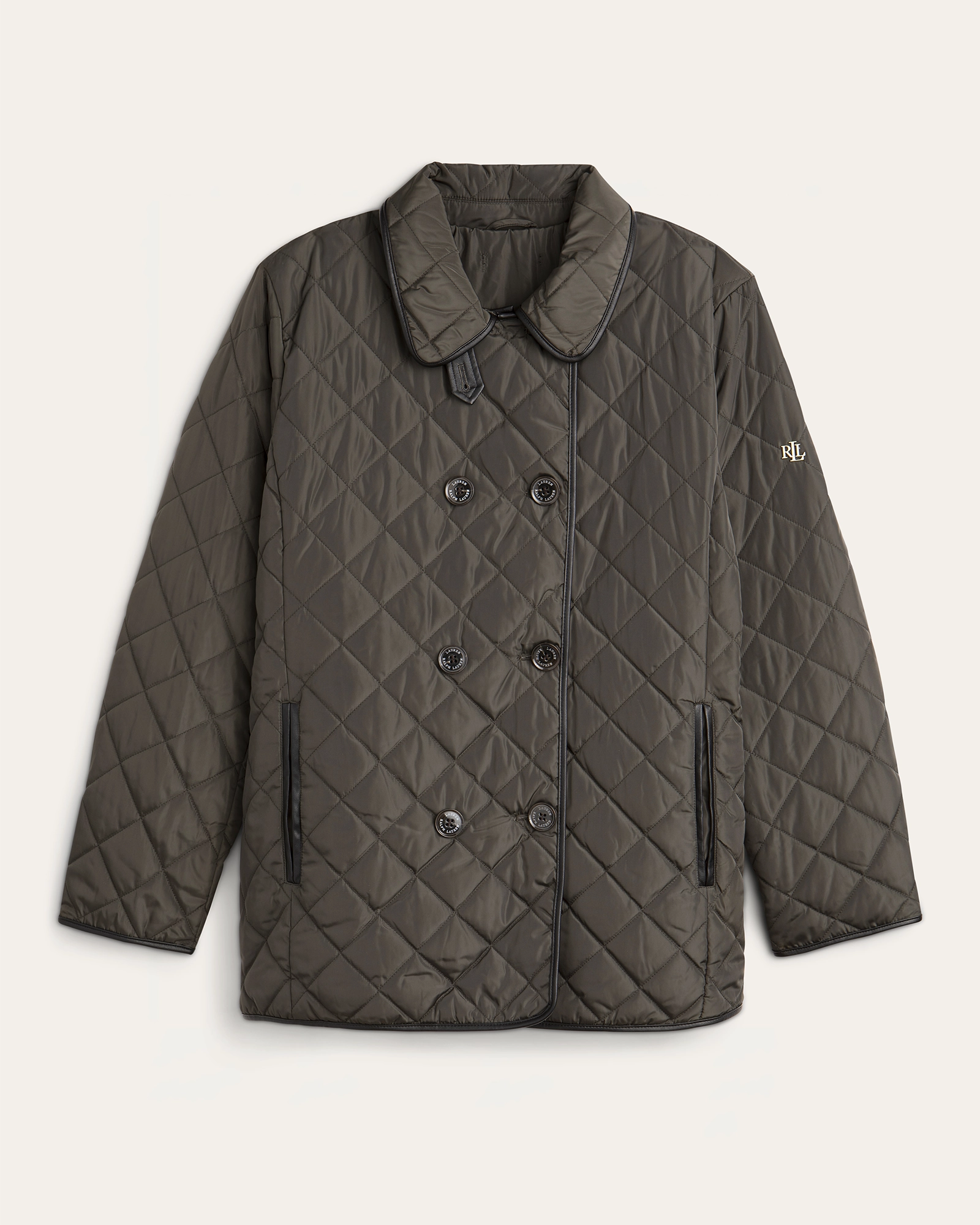 Structured Warmth Blake Quilted Peacoat | Forest Green / Black