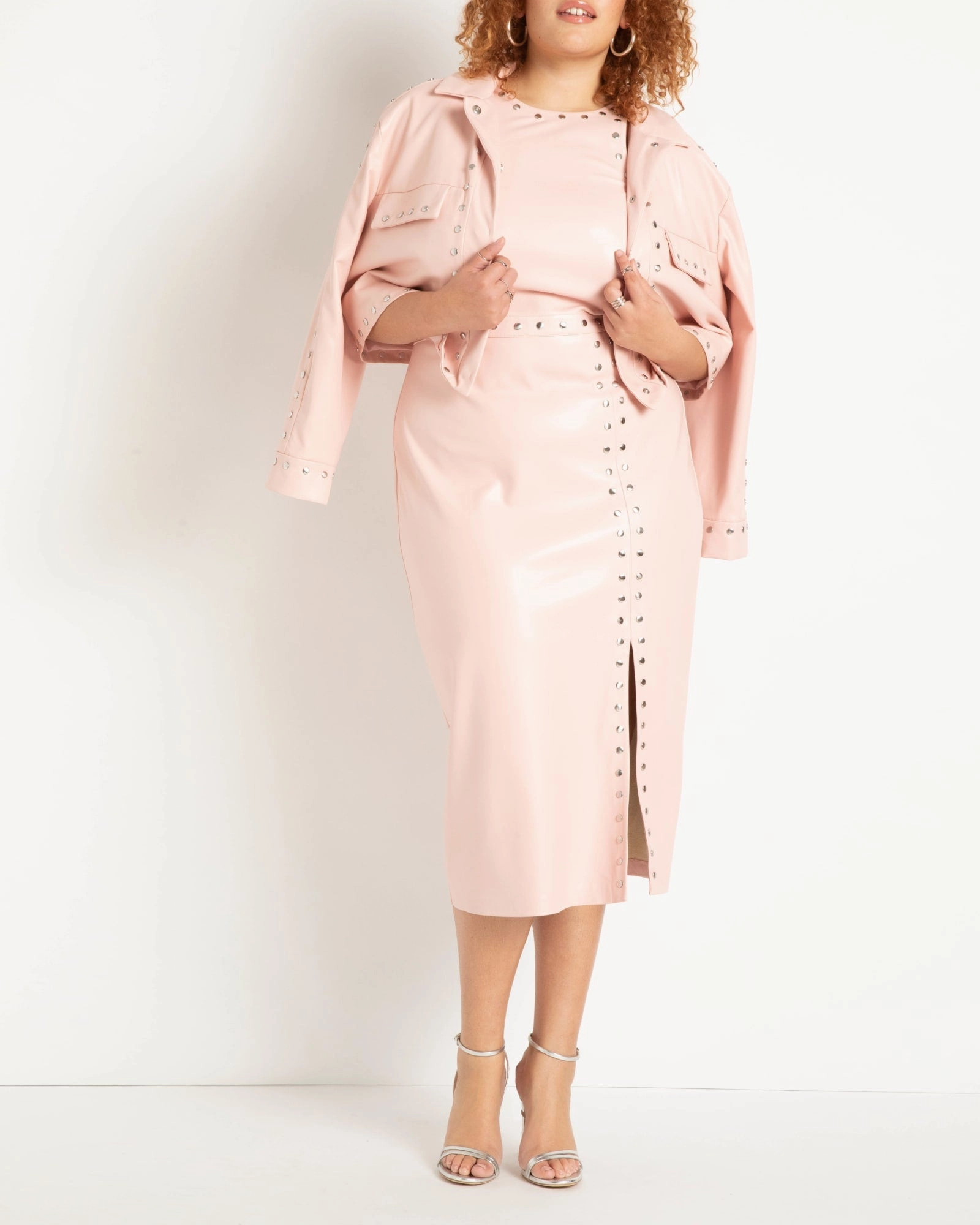 Studded Faux Leather Jacket | Peachskin Cozy Shield fireplace