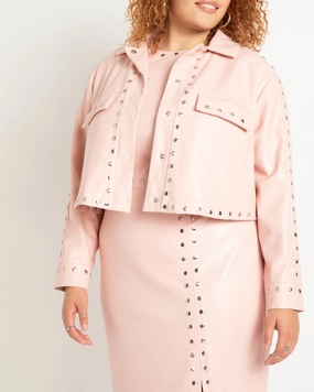 Studded Faux Leather Jacket | Peachskin Easy Fit