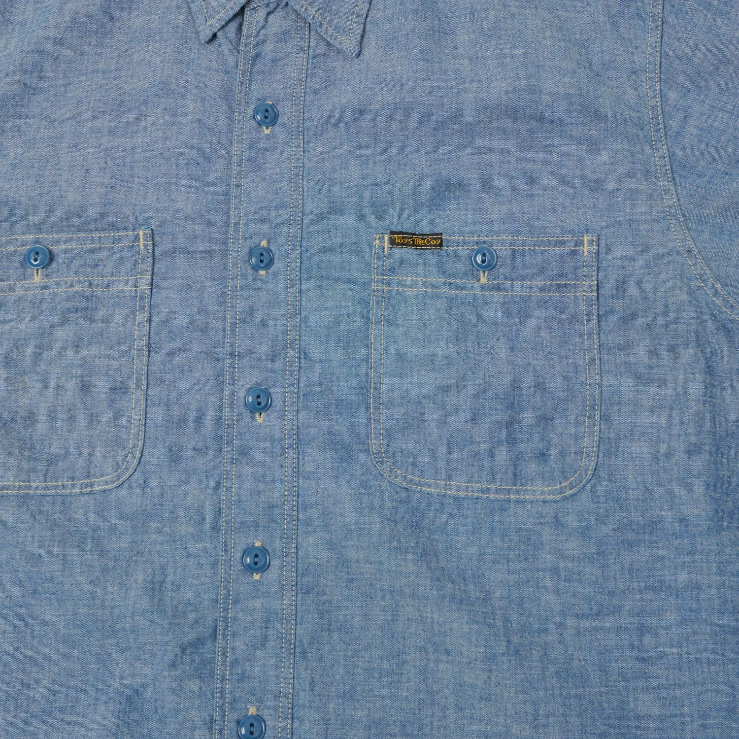 TOYS McCOY Short Sleeve Chambray Work Shirt - Blue Affordable Luxury