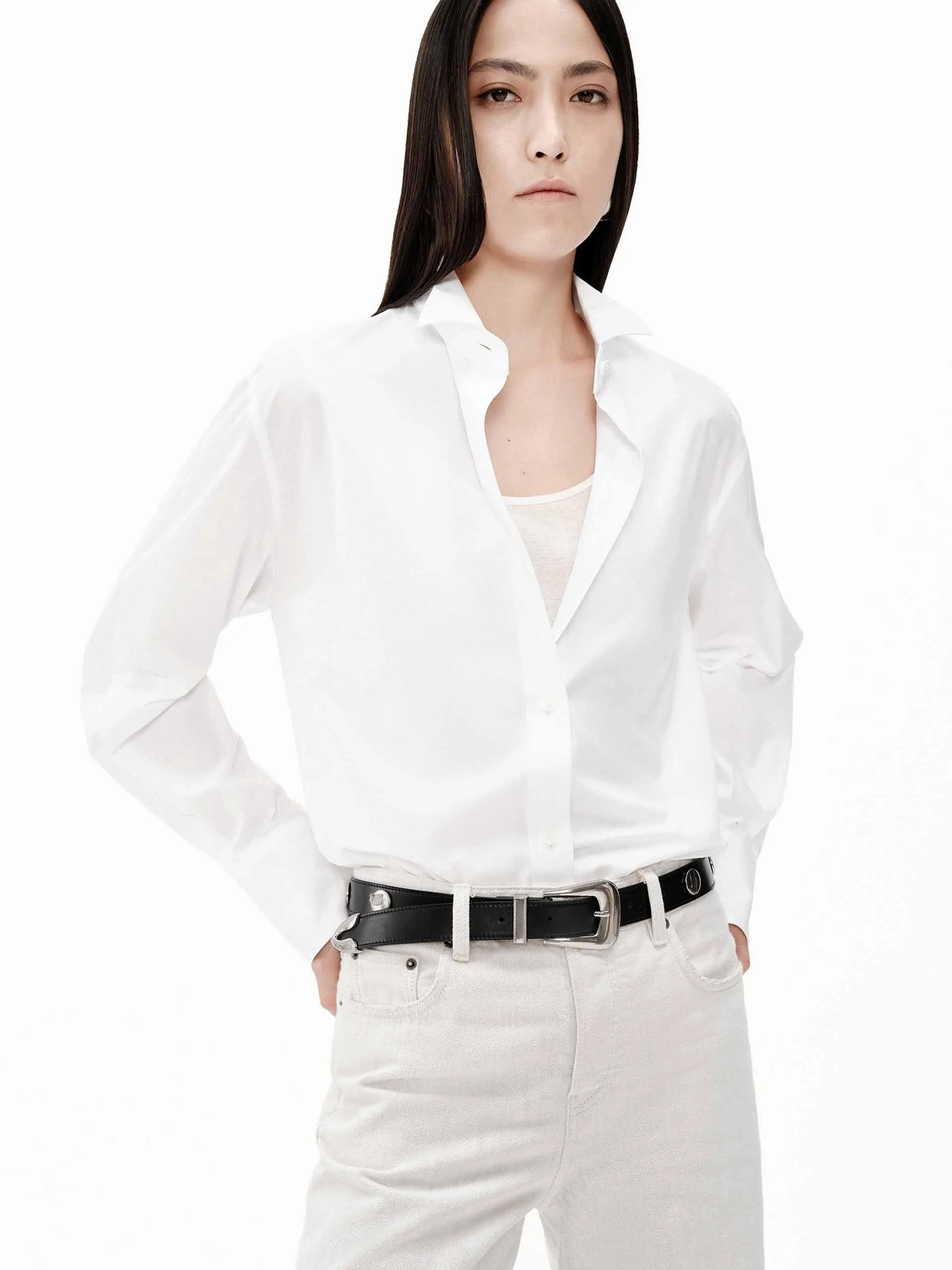 Classic White Cotton Shirt Relaxed Comfort Breathable Lining