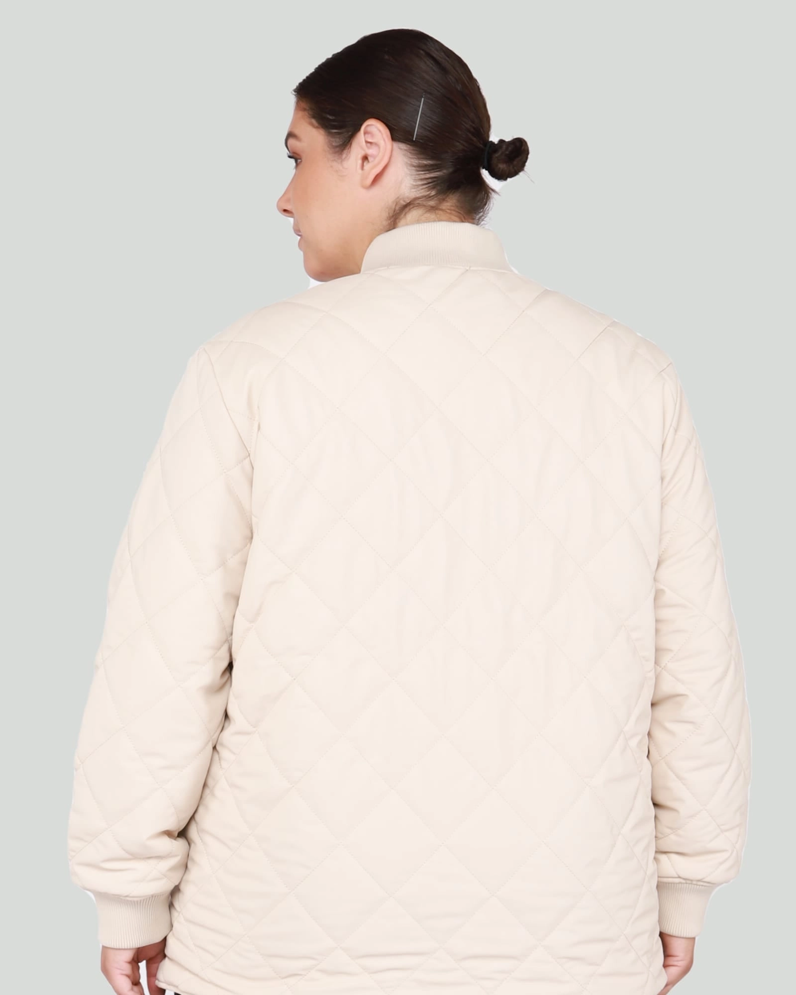 Olivia Quilted Bomber Jacket | Light Putty Criticism Compression Storage Sack