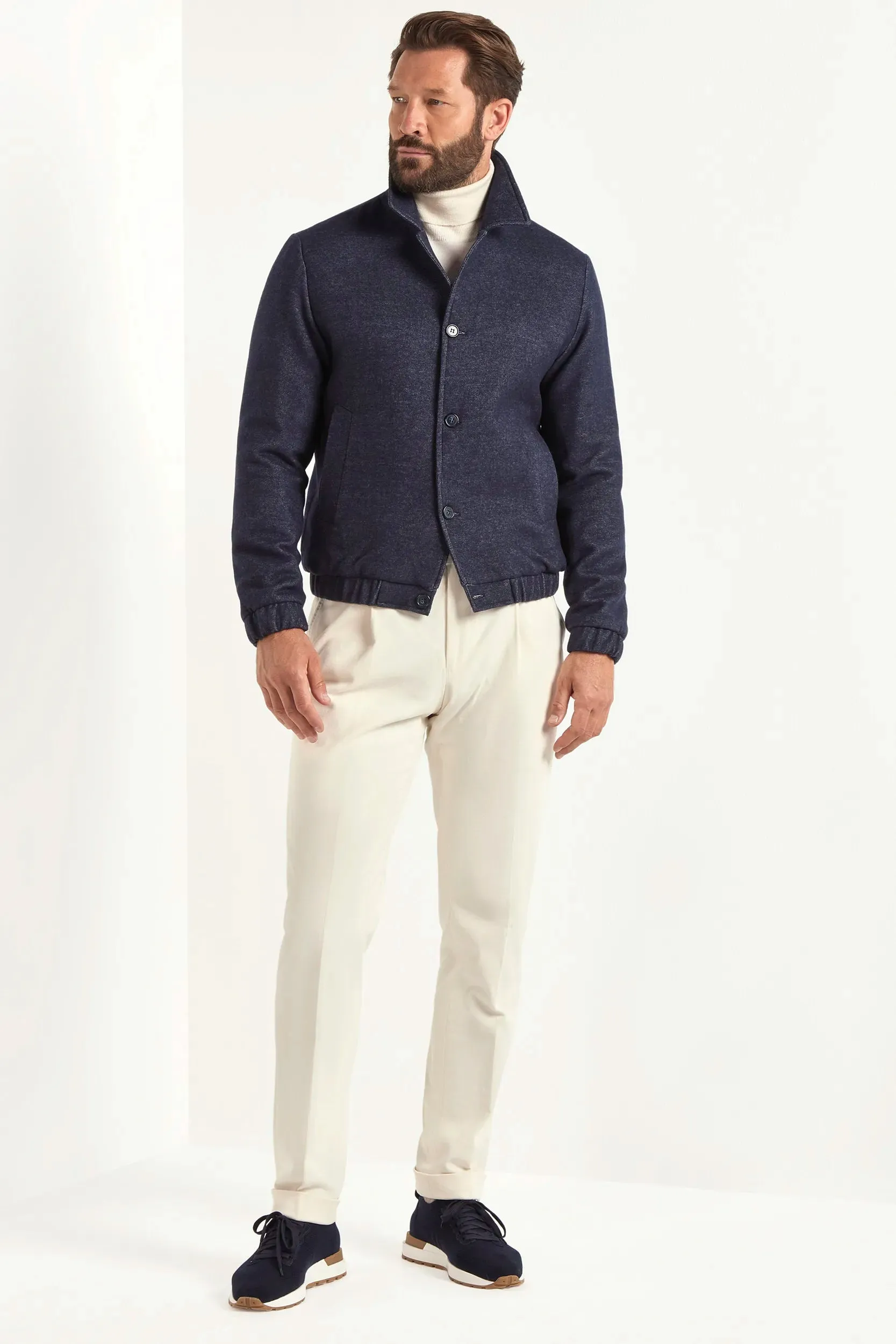 Compact Travel Friendly Blue bomber jacket - Made in Italy