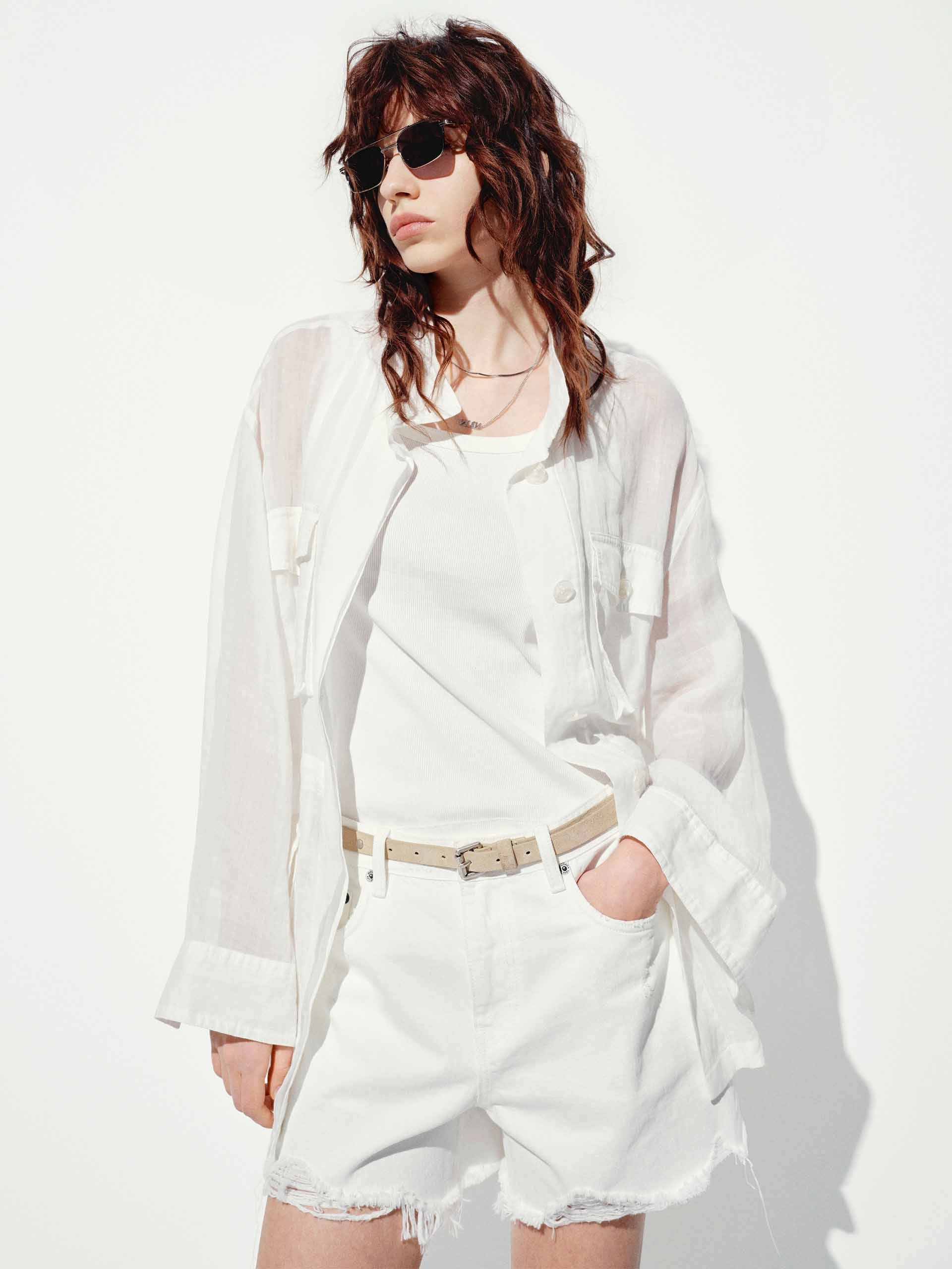 Multi Pockets Ramie Coat Flexible Hem Adjustment Stitched Look