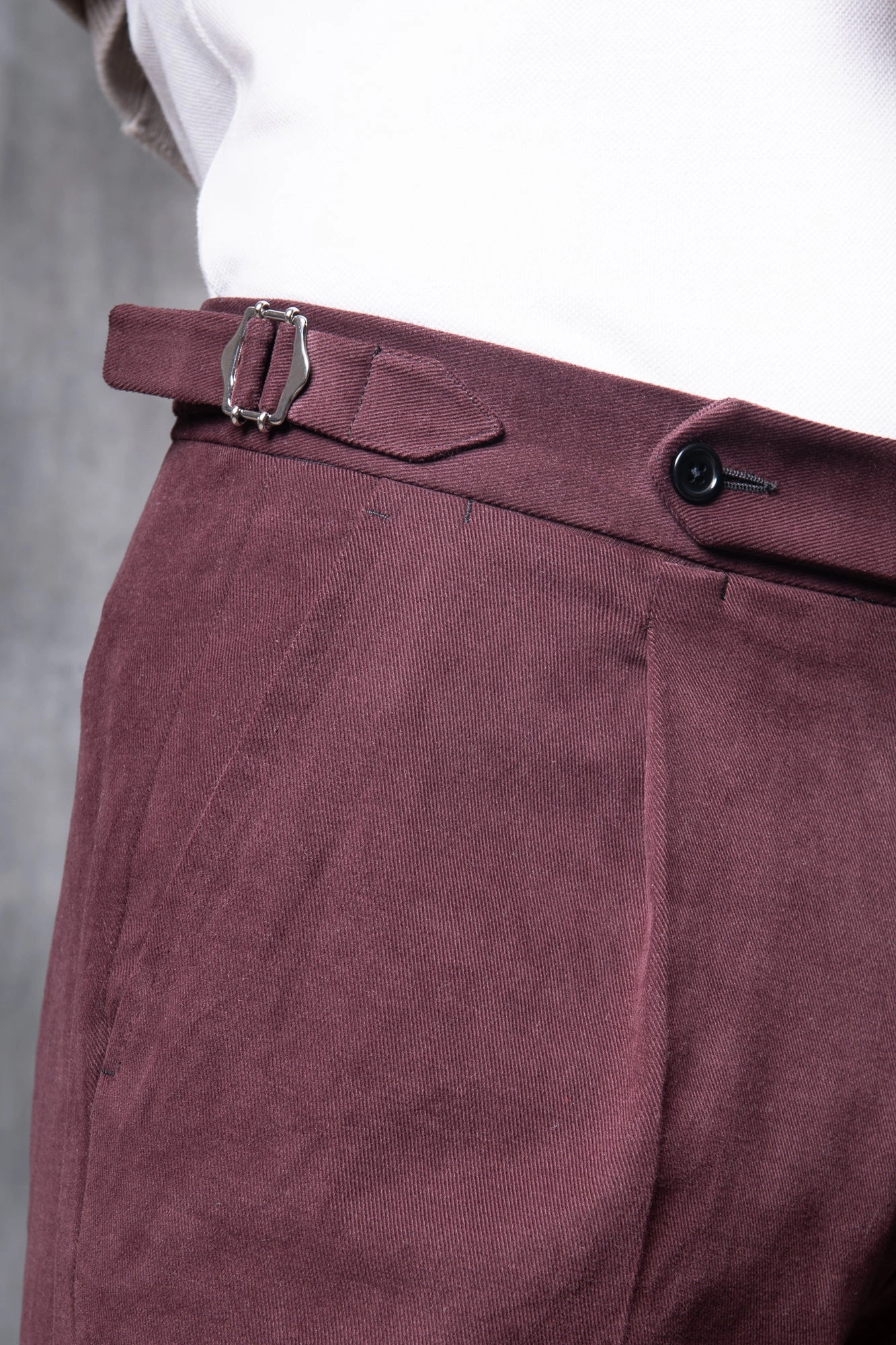 ReflectiveAccentDetails Breathable Stretch Bordeaux Cotton Biella Trousers  - Made in Italy