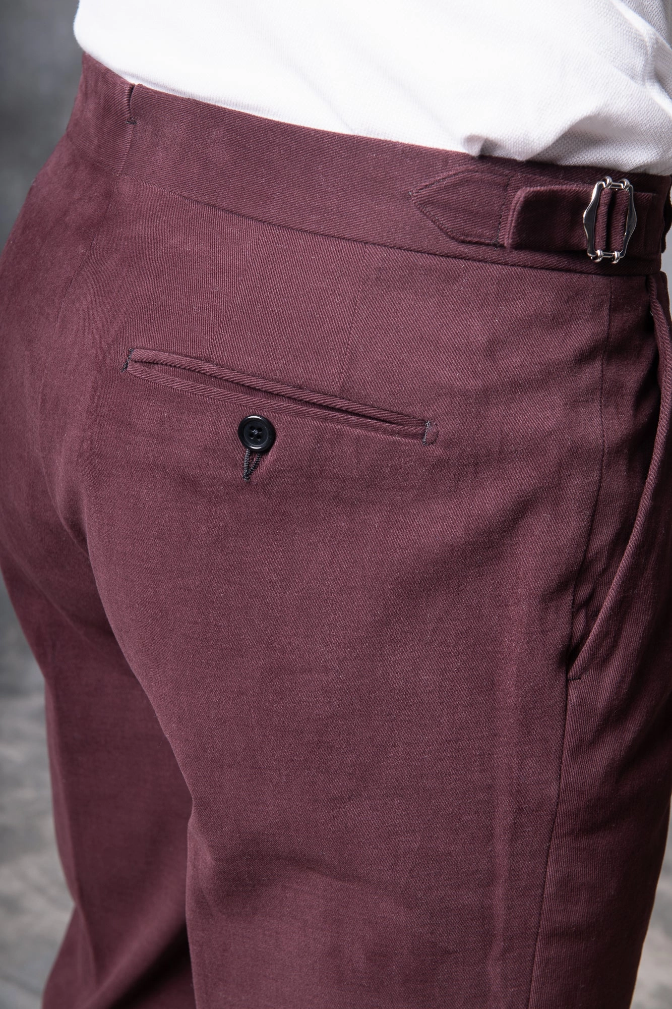 Perfectly Fit Bordeaux Cotton Biella Trousers  - Made in Italy