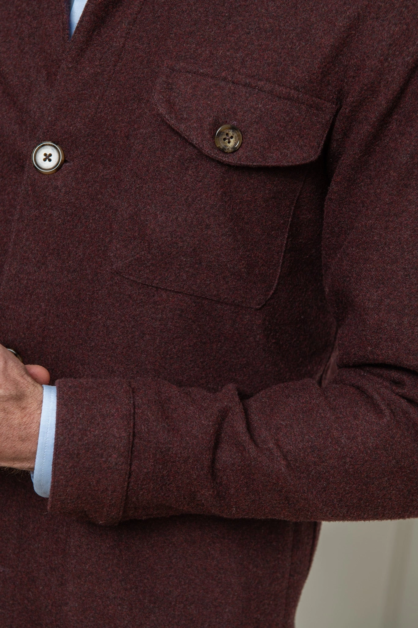 Budget - friendly Bordeaux Safari Jacket flannel Super 180'S ?C Made in Italy