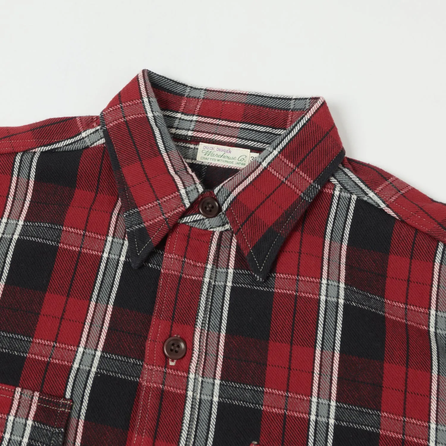 Zip Front Fade Resistant Formula Warehouse & Co 3022 Duck Digger Plaid Flannel Shirt - Dark Red