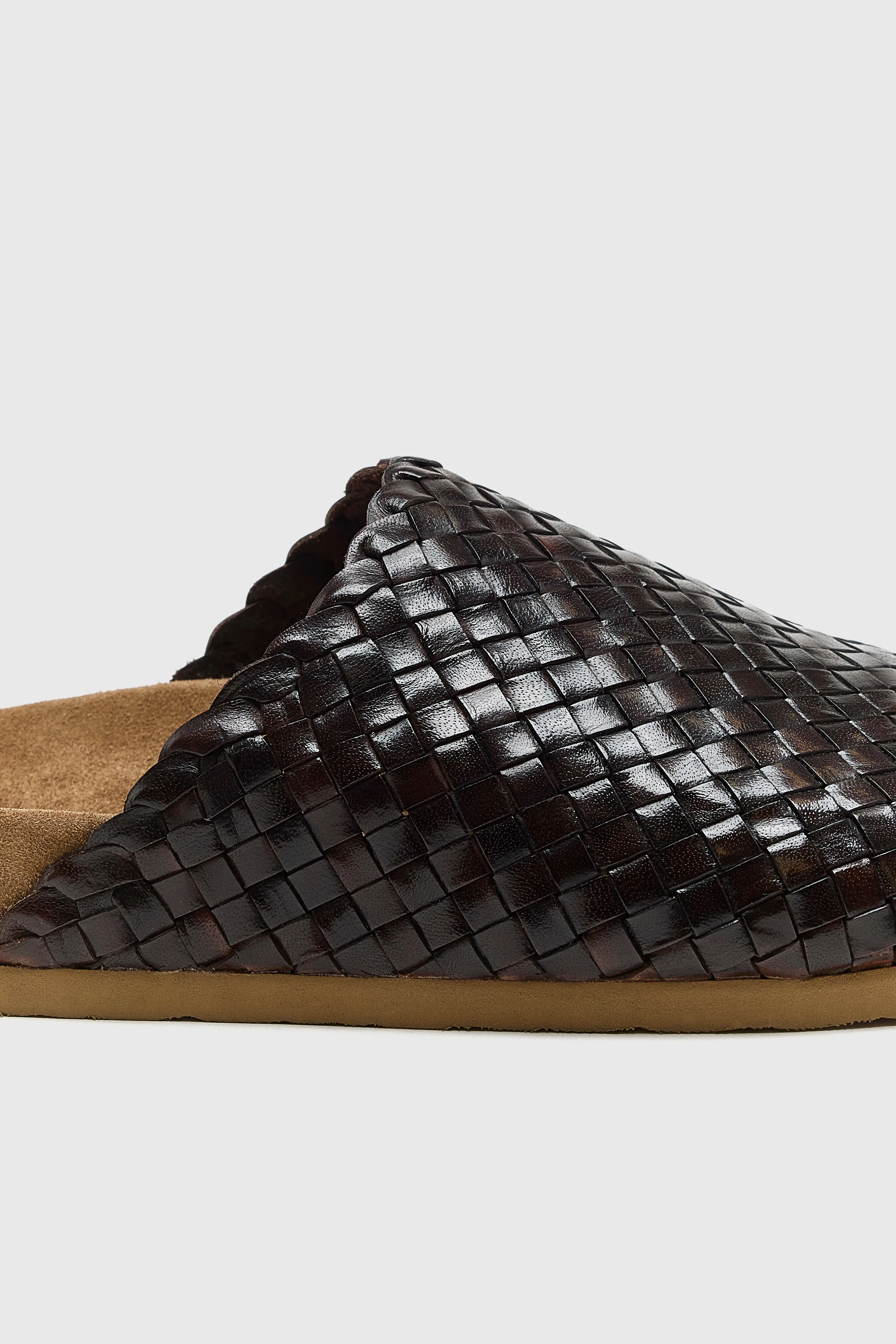 Woven Leather Mule Sandals  (251 / W / BROWN) Footwear for All Comfortable For Walking