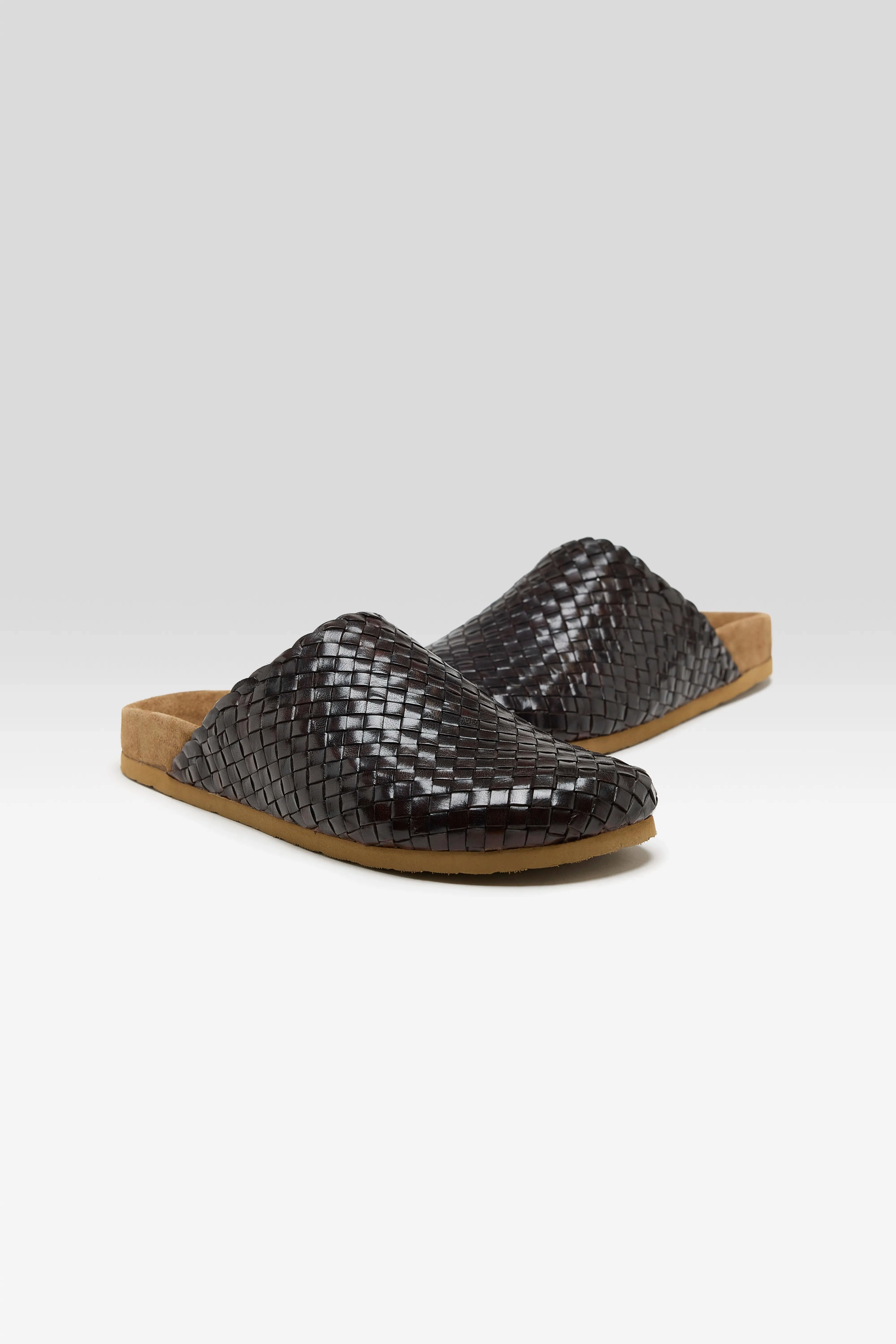 Winter Warm Woven Leather Mule Sandals  (251 / W / BROWN)