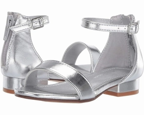 Nina Hidi-T Sandals Girls US 12 Silver Metallic Ankle Strap Block Heel FZP437 All Outfits Street Casual