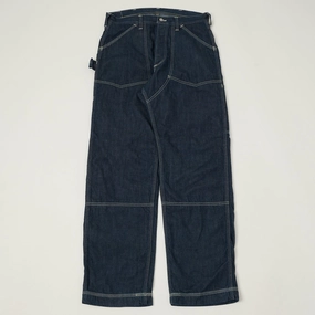 Abrasion resistant Freewheelers & Co Ironall 'Lot 102 Denim Overalls' Trouser - Indigo