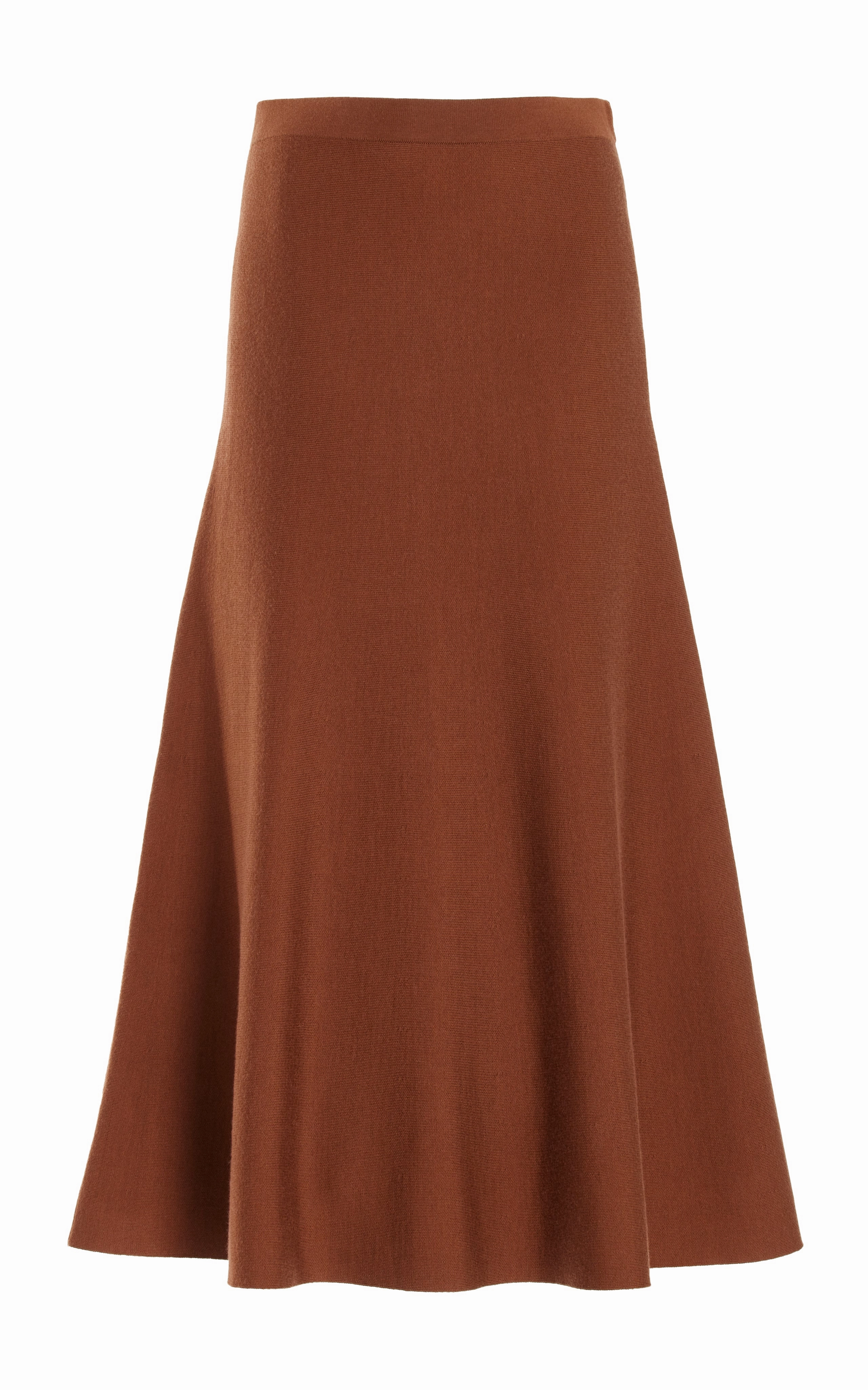 Removable Belt urban scene Freddie Knit Midi Skirt in Cognac Merino Wool Cashmere