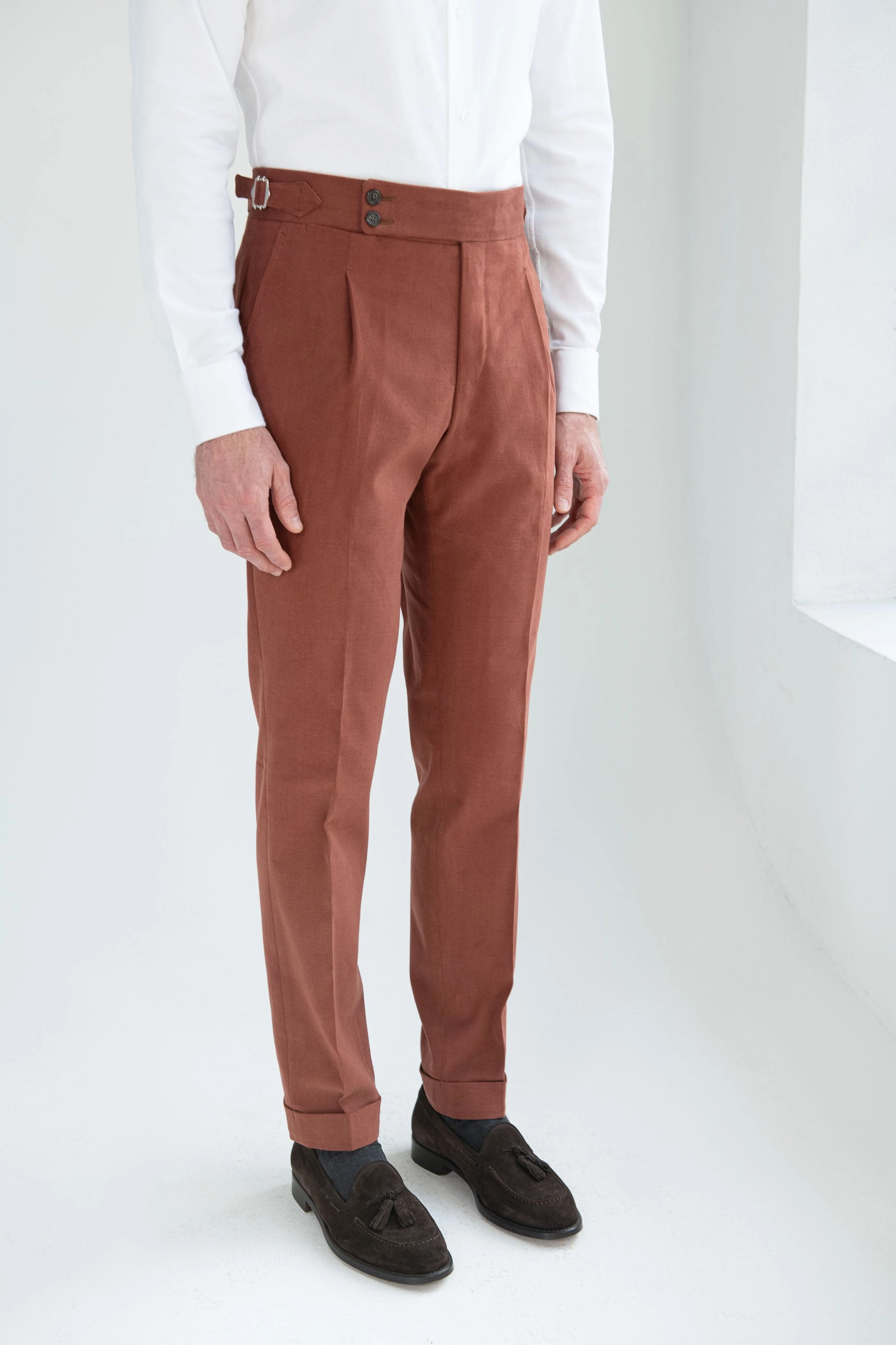 Tear Resistant Design Core Fit Brick cotton trousers "Soragna Capsule Collection" - Made in Italy
