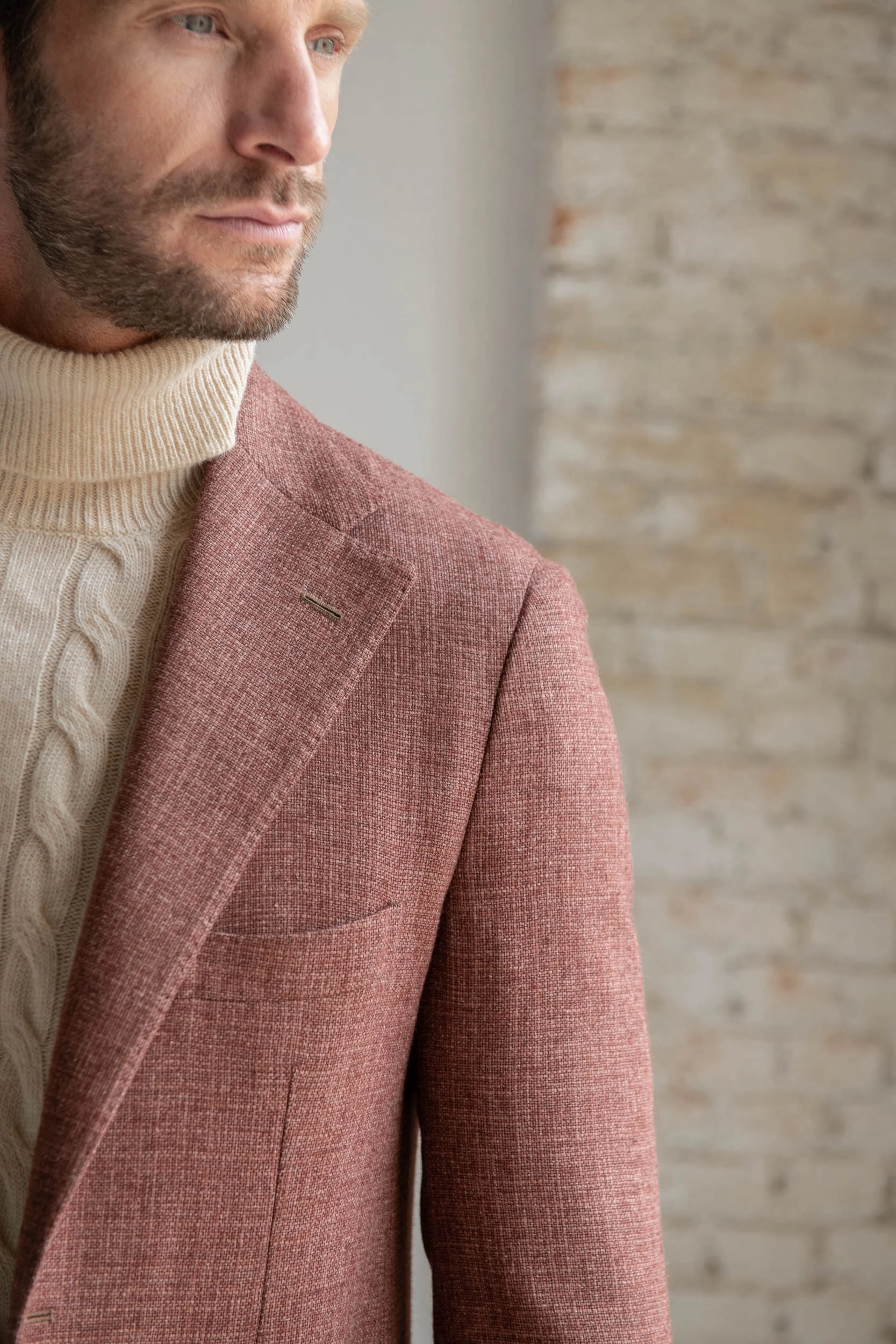 Brick jacket in wool, cotton and silk - Made in Italy Luxury Weather-Ready Layer