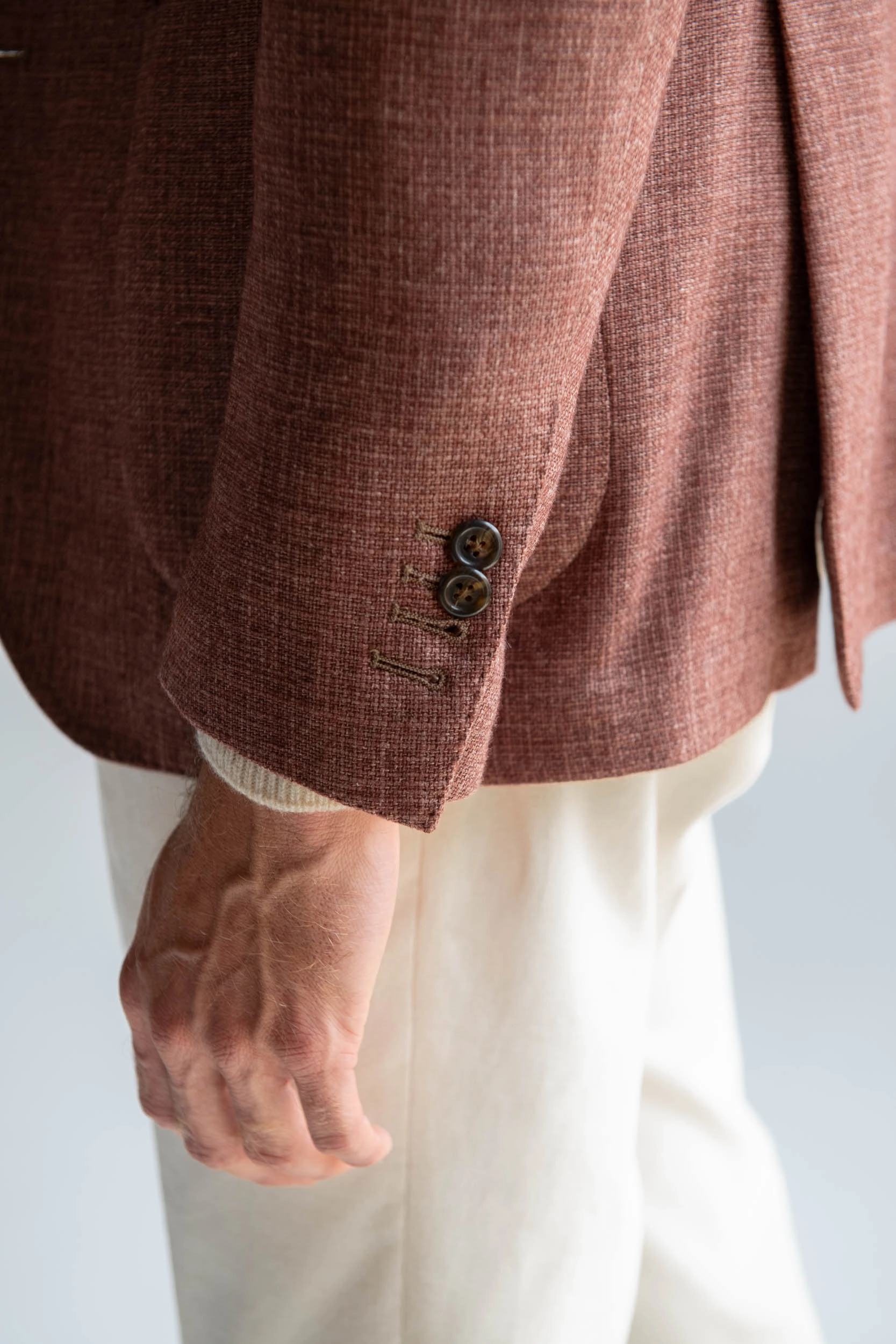 Brick jacket in wool, cotton and silk - Made in Italy Modular Attachment Points Flexible Zipper System