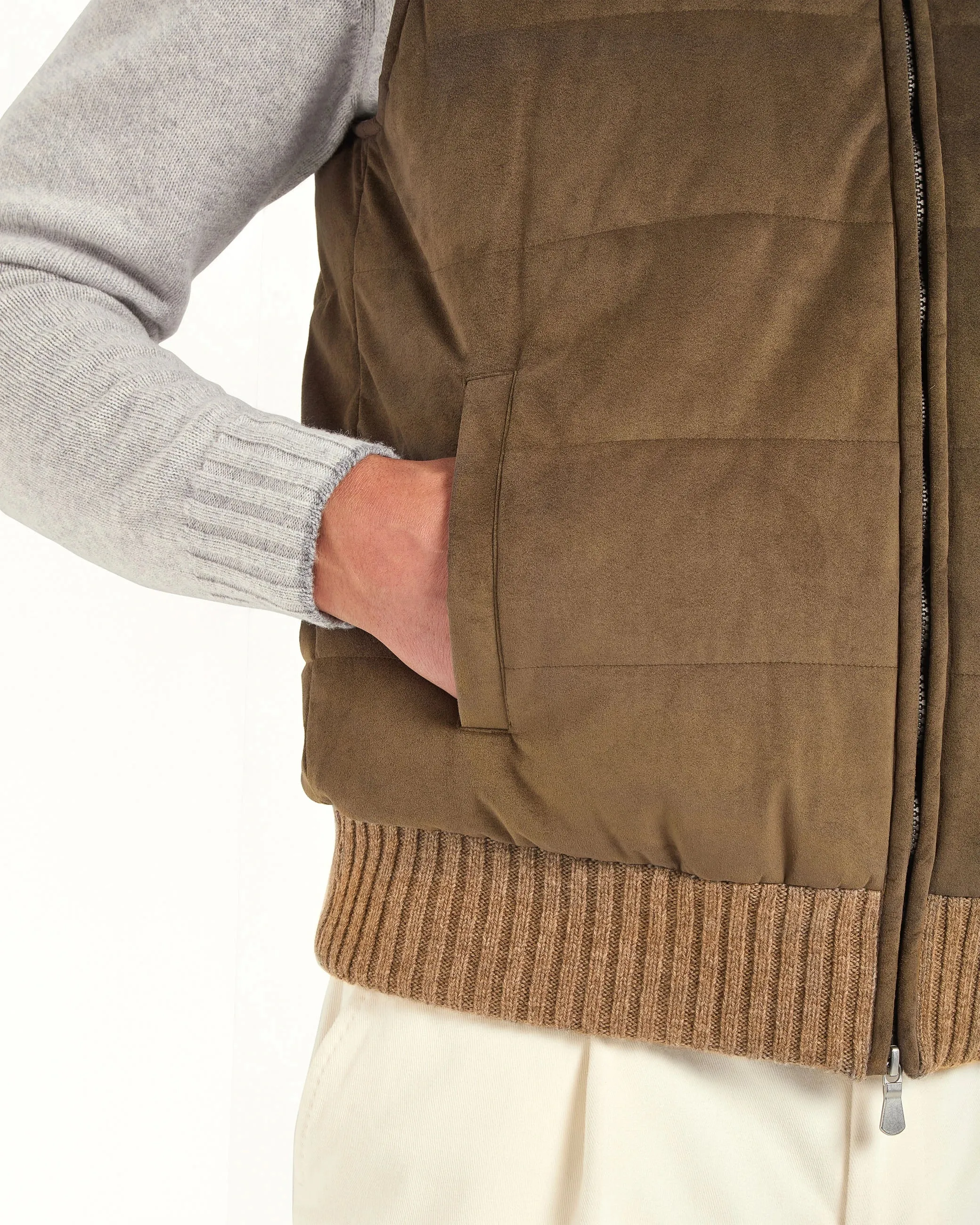 Brown alcantara vest - Made in Italy Flexible Fit