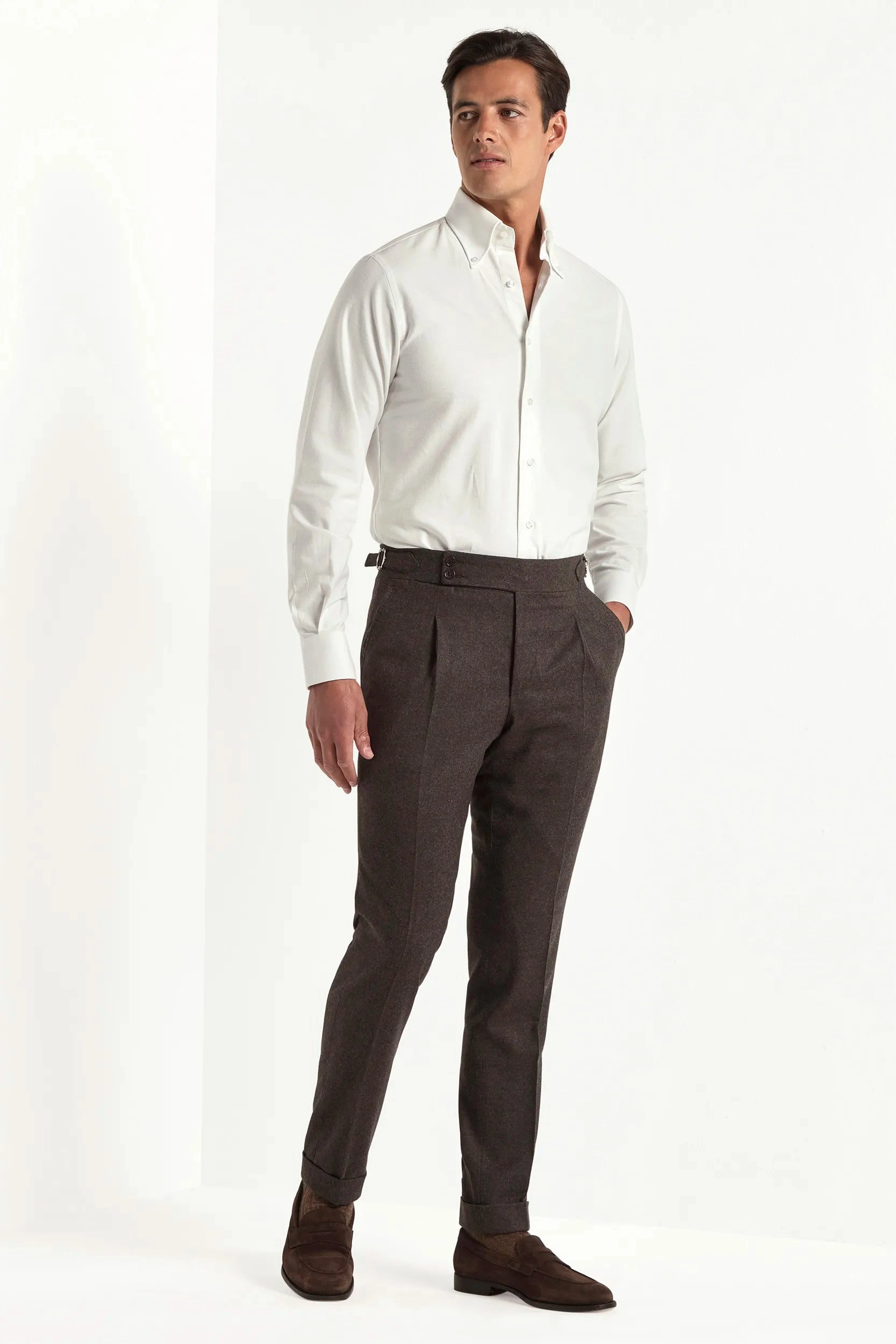 Brown flannel Soragna trousers - Made in Italy TaglessComfort