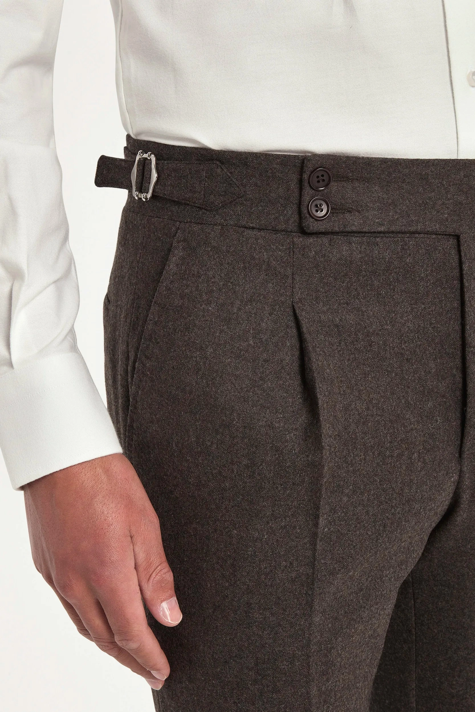 Brown flannel Soragna trousers - Made in Italy Everyday Comfort Fit Urban Comfort