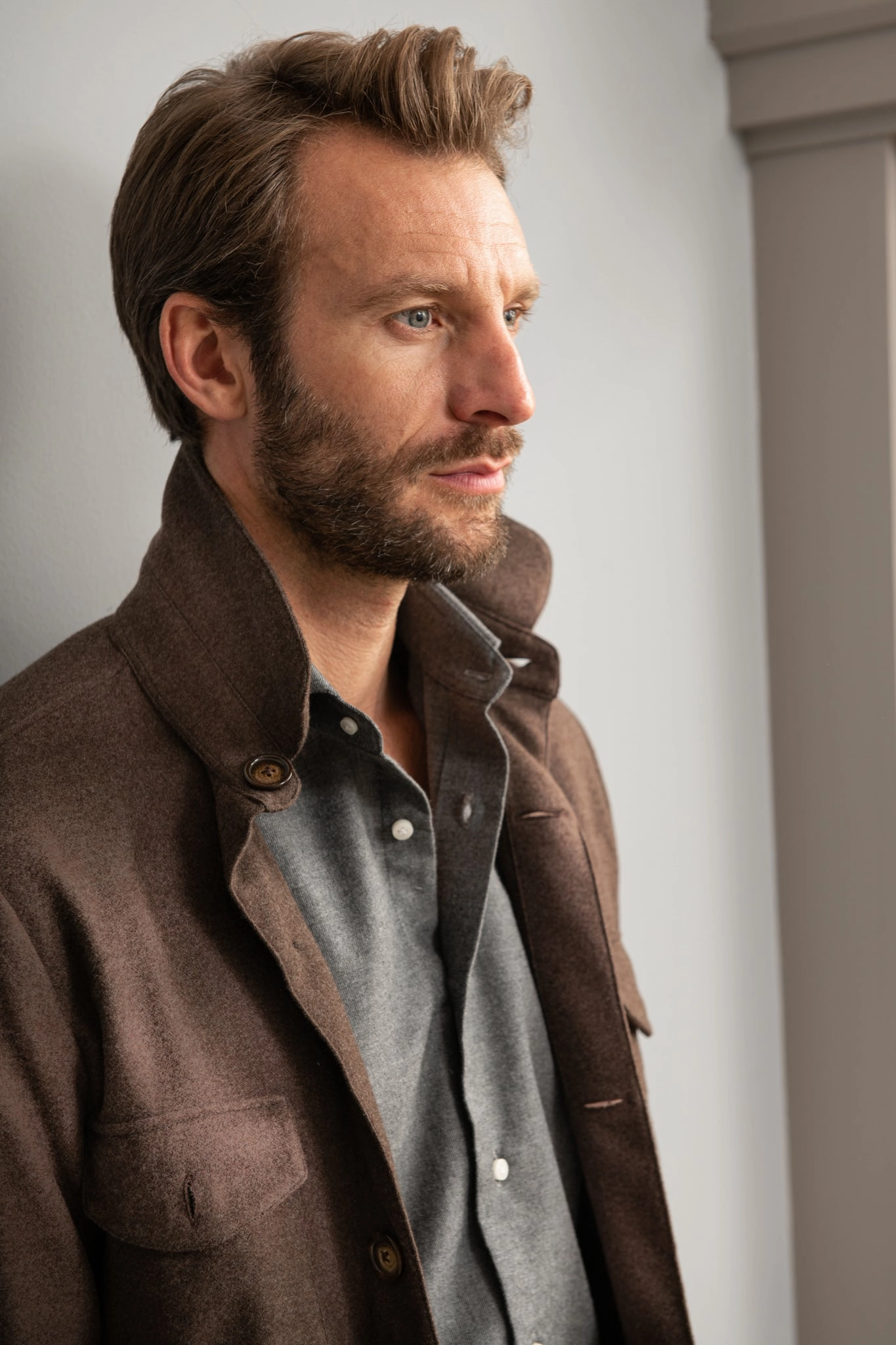 Brown Safari Jacket flannel Super 180'S ?C Made in Italy Active Lifestyle