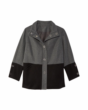 Flight Prayer Brusselton Color Block Coat | Charcoal Grey