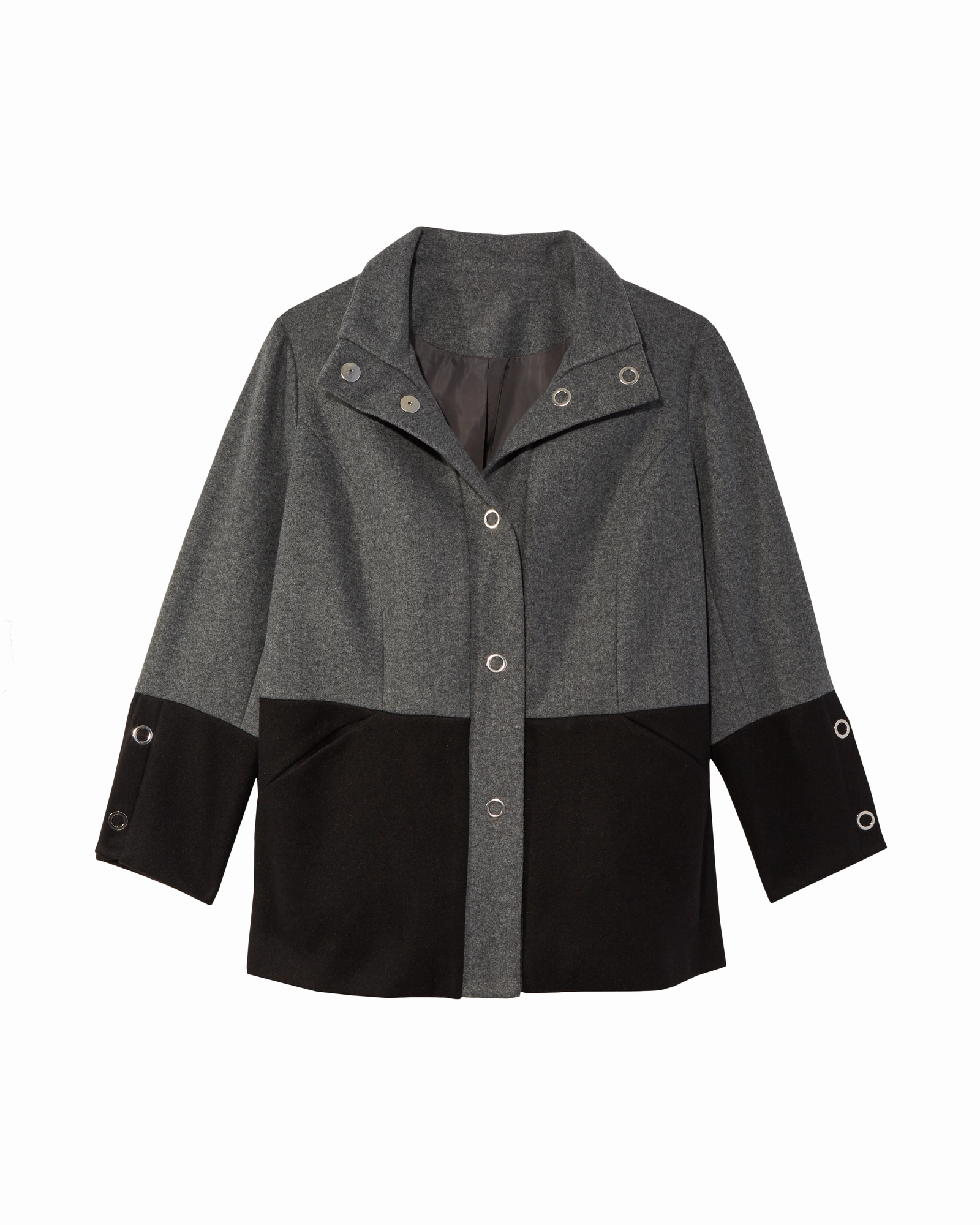 Flight Prayer Brusselton Color Block Coat | Charcoal Grey