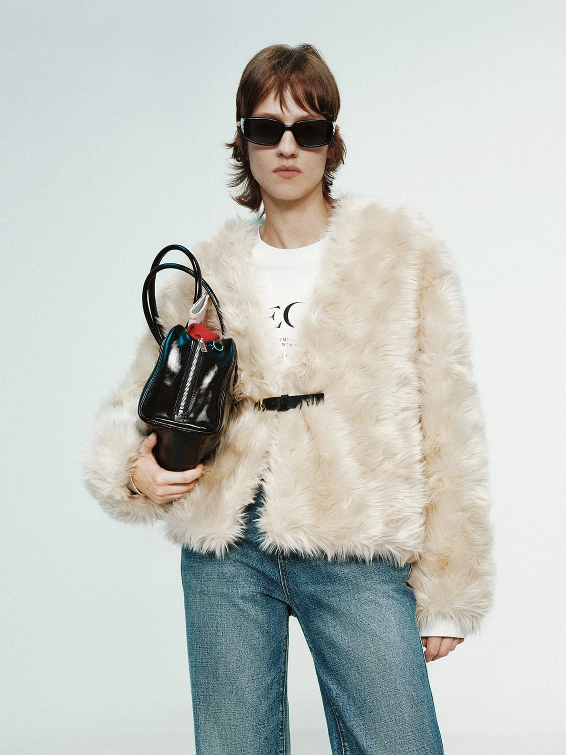 Flexible Zipper Guards Magnetic Closure Option Buckle Faux Fur Coat