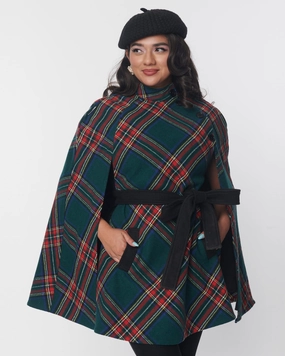 baristas Smak Parlour Green Plaid Savile Row Cape Coat | Green