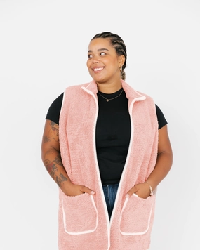 TailoredSilhouette Streamlined Form Bundle Up Teddy Vest | Rose Pink