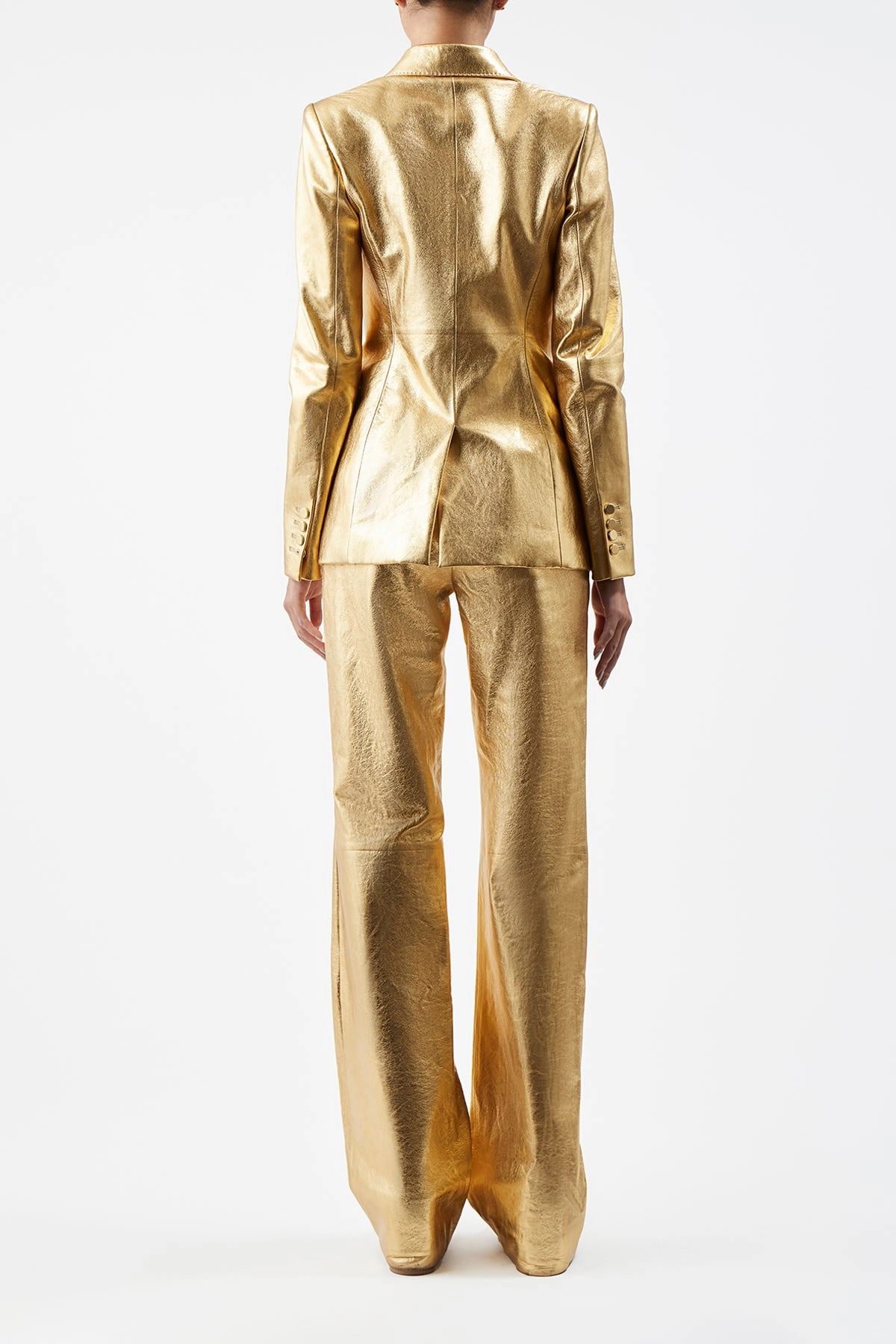 Smart Appearance Lightweight Design Angela Blazer in Gold Metallic Nappa Leather