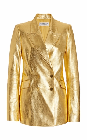 Dapper Comfort Perfect Fit Angela Blazer in Gold Metallic Nappa Leather