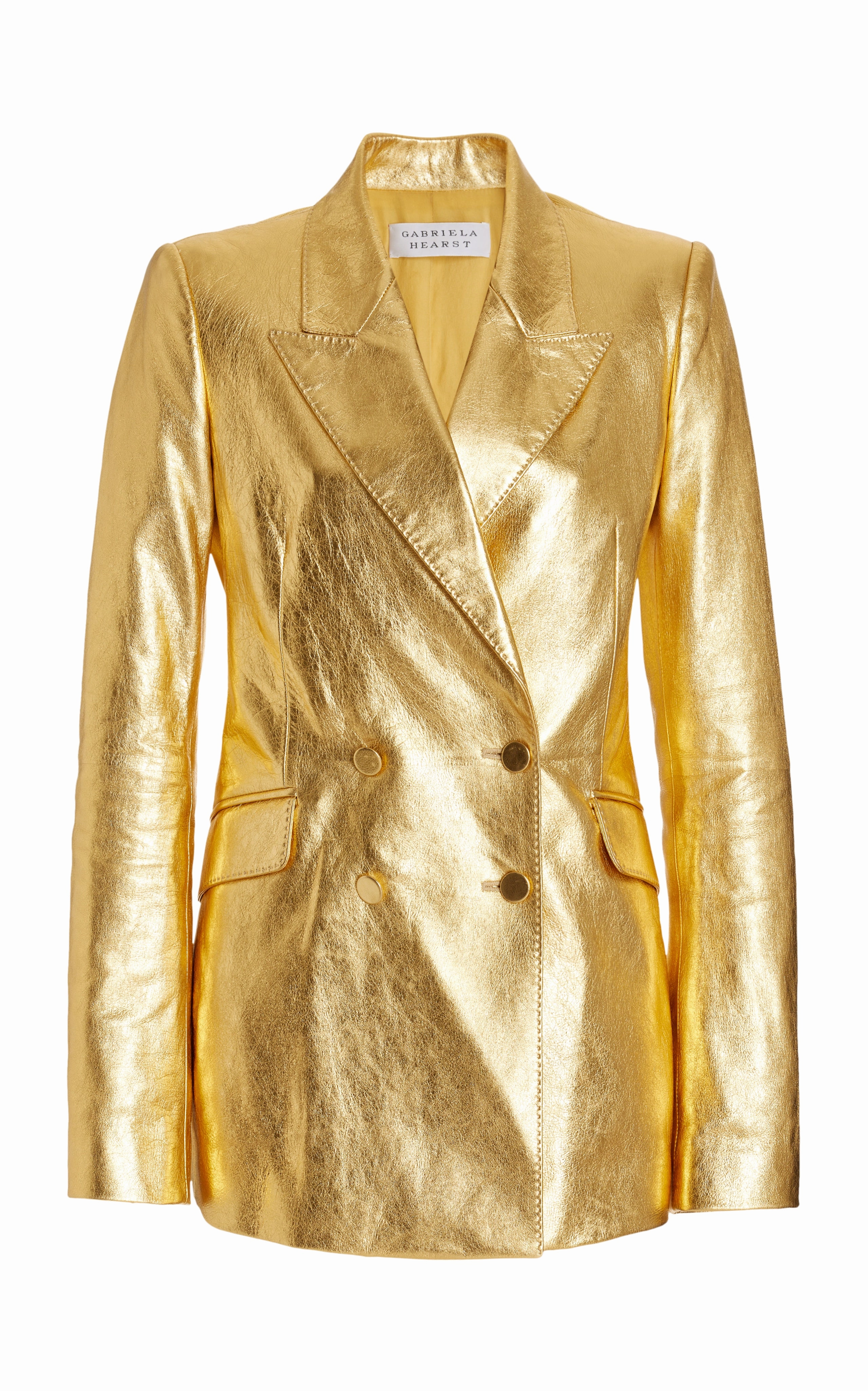 Dapper Comfort Perfect Fit Angela Blazer in Gold Metallic Nappa Leather