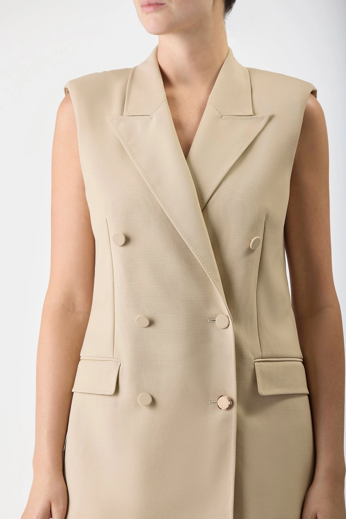 Mayte Vest in Khaki Sportswear Wool Luxury Business Style Timeless Wearability