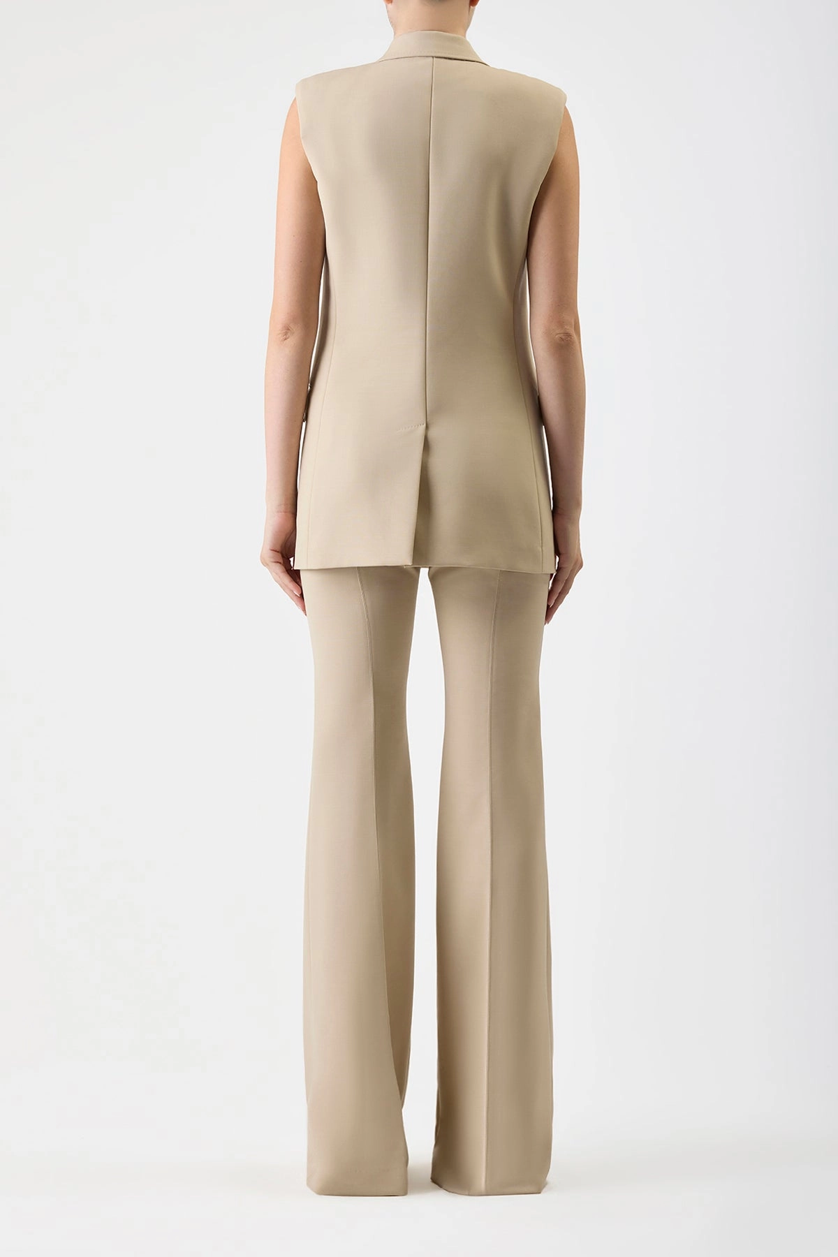 Polished Work Look Luxury Office Wear Mayte Vest in Khaki Sportswear Wool