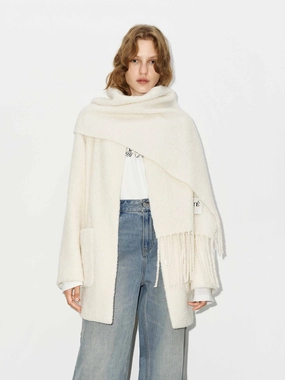 Button Closure Scarf Coat Foldable Storage