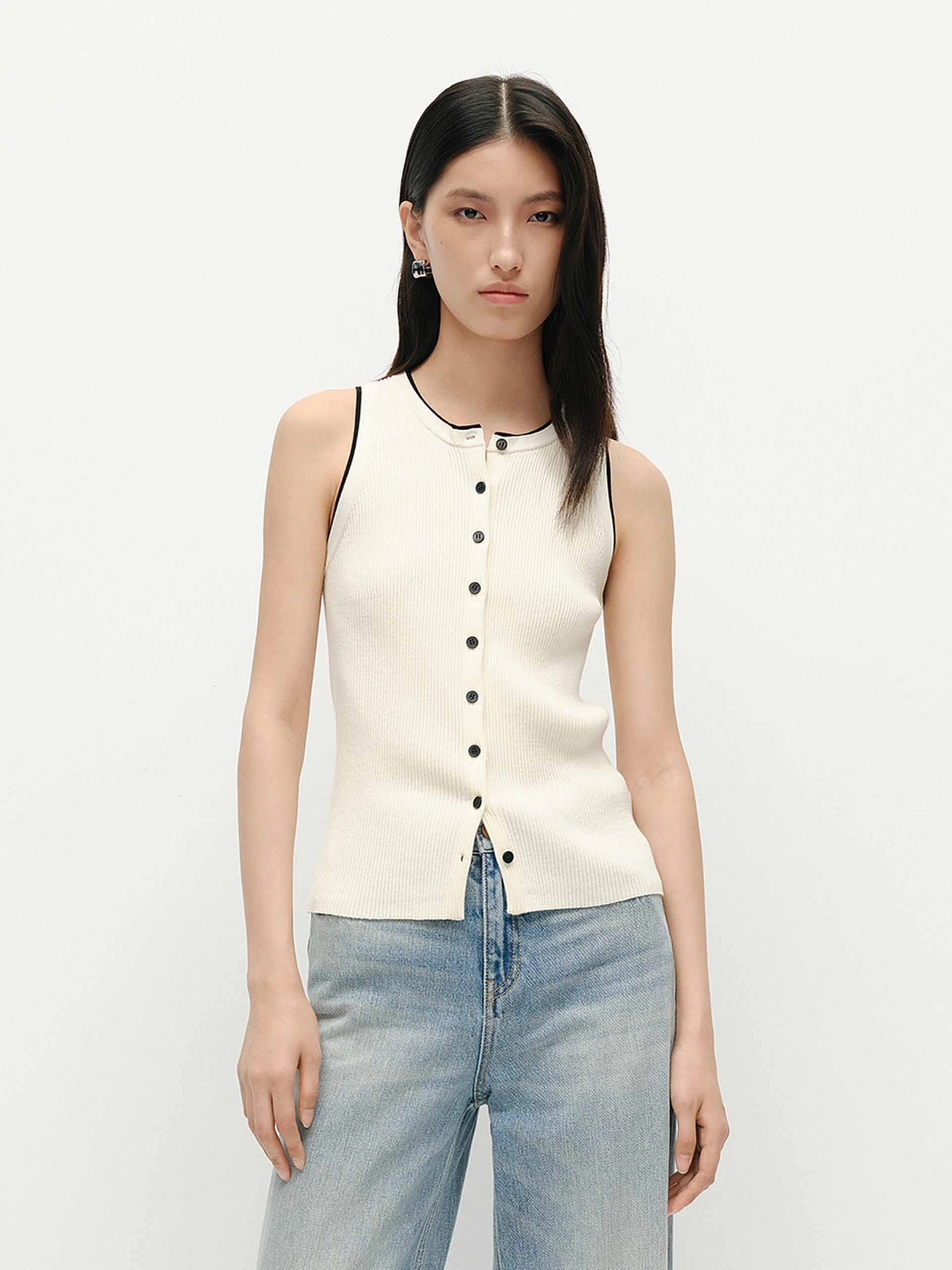 Cozy Design Perfect for Layering Button Detail Knit Vest