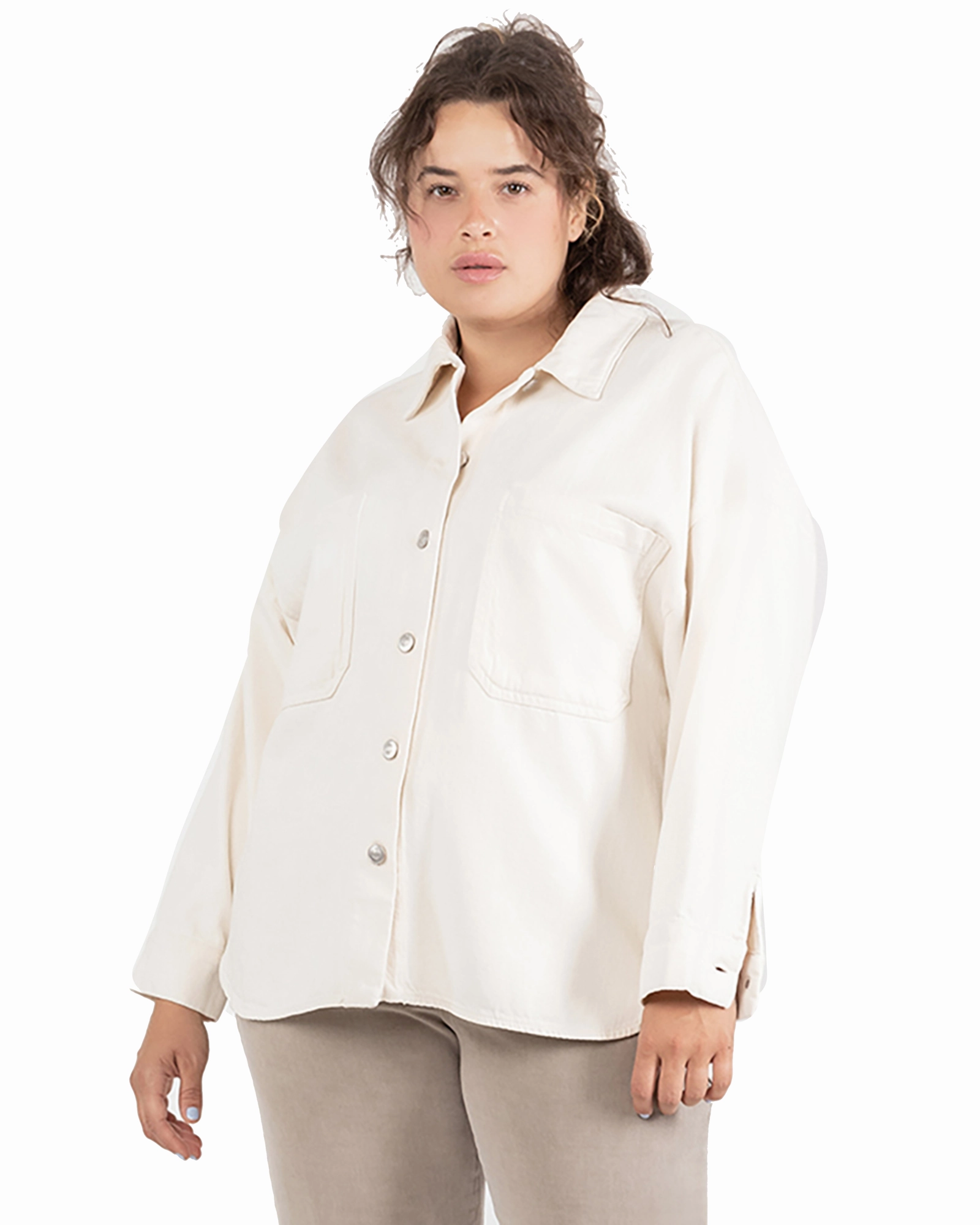 Functional Layer Kamryn Denim Shacket | Ivory