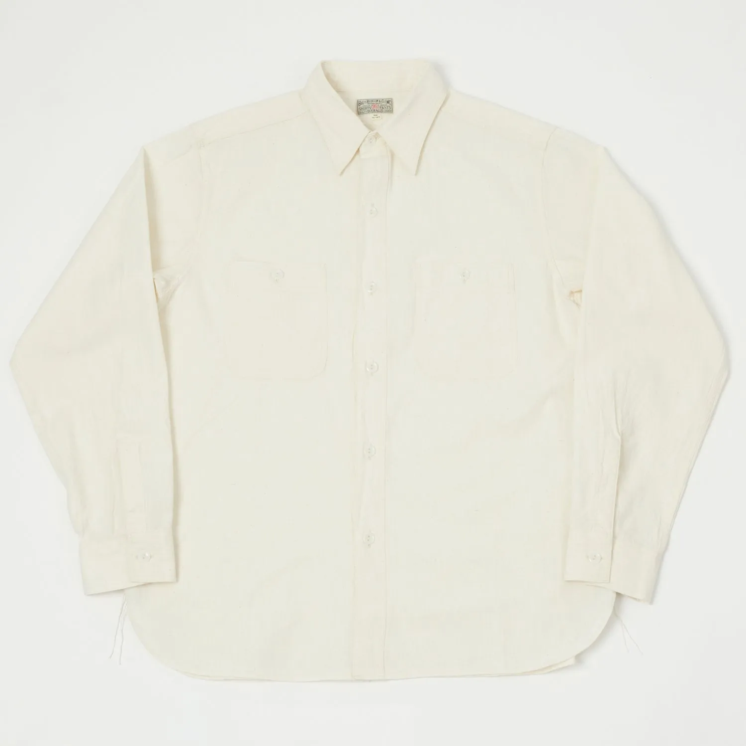 Buzz Rickson's Chambray Work Shirt - White Hooded Neckline
