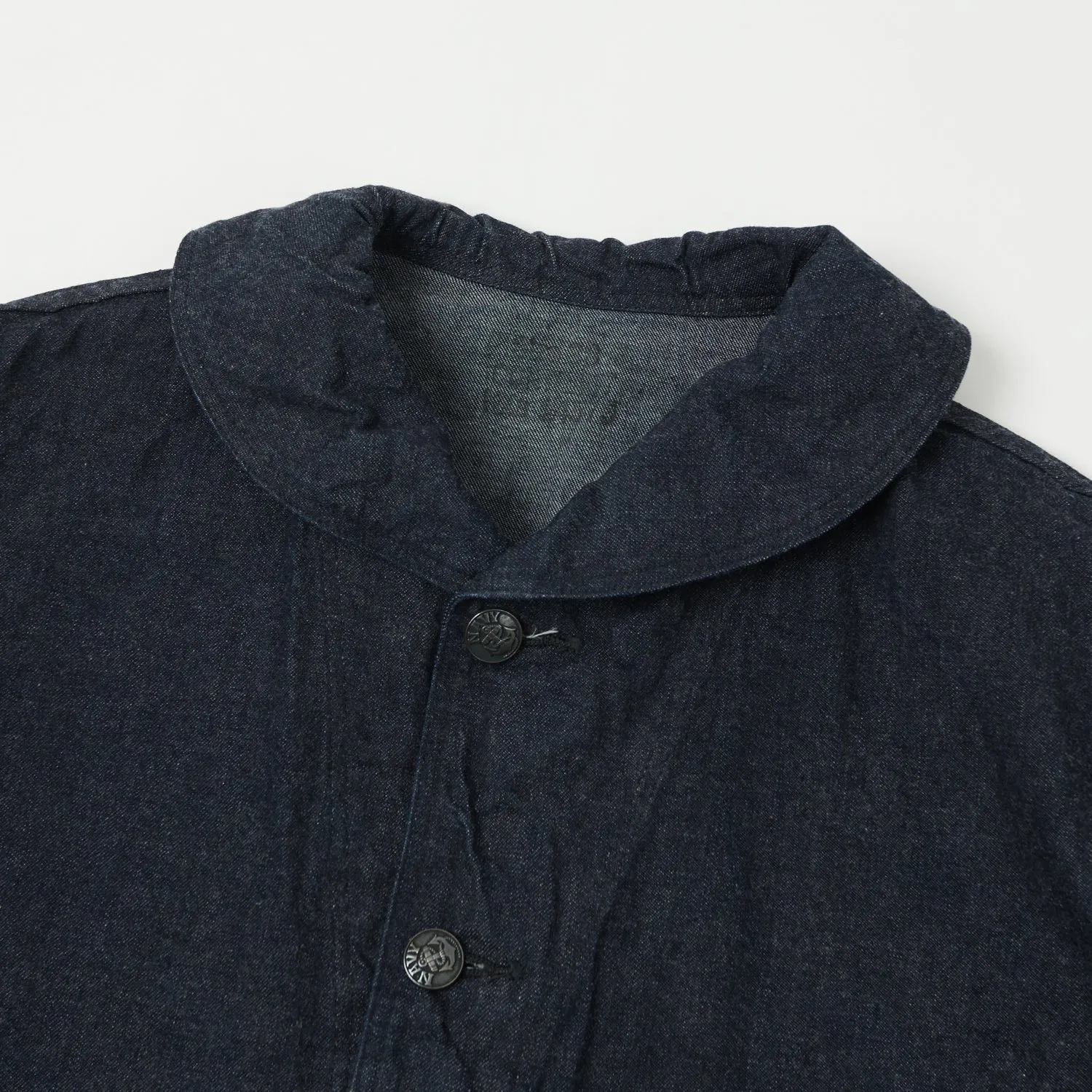 Double Stitch Reinforcement Buzz Rickson's 'Dungaree Jumper' Shawl Collar Denim Jacket - One Wash