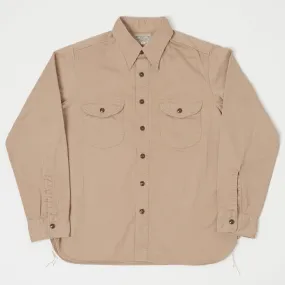 Fitted Shape Buzz Rickson's Herringbone Work Shirt - Beige