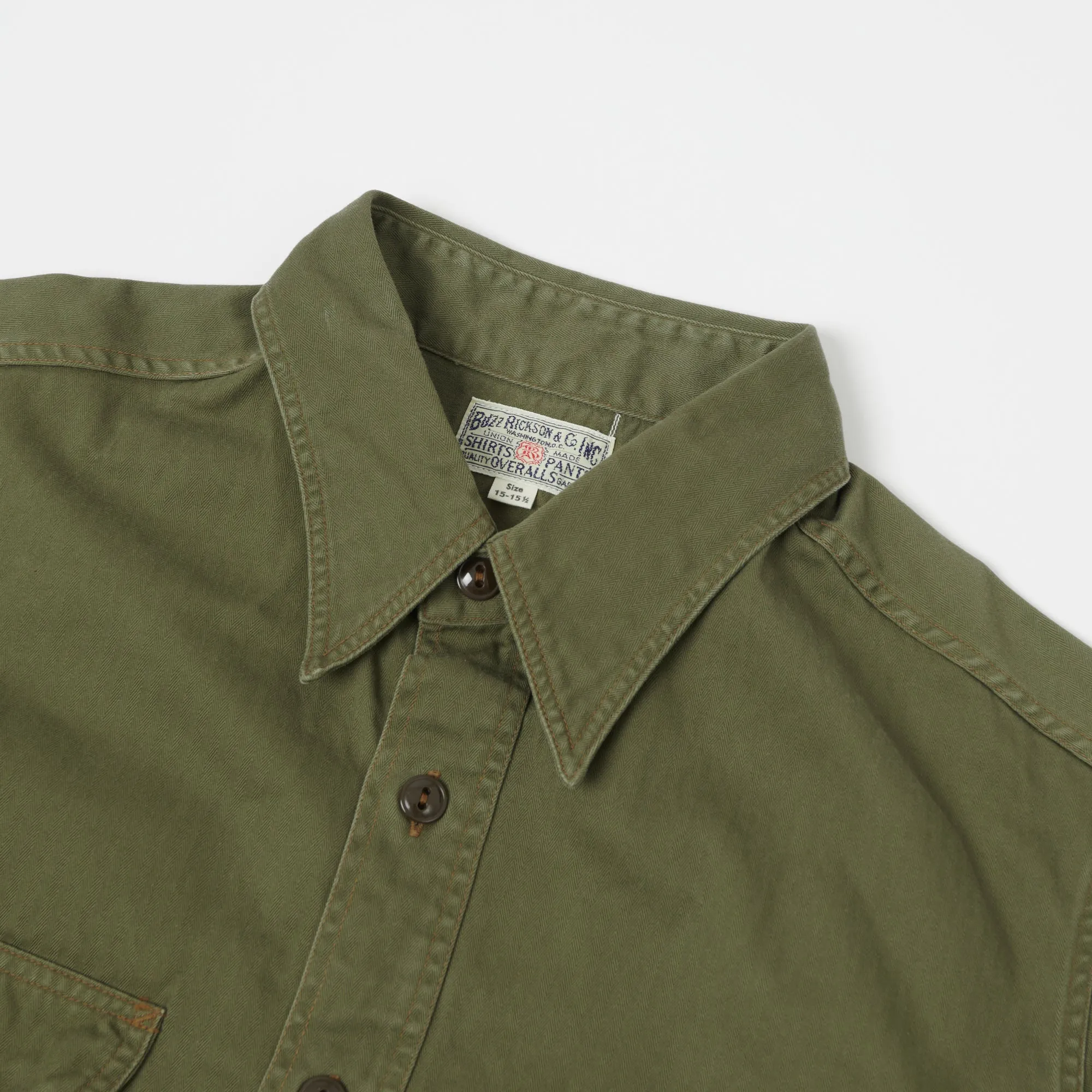 Buzz Rickson's Herringbone Work Shirt - Olive Contemporary Design