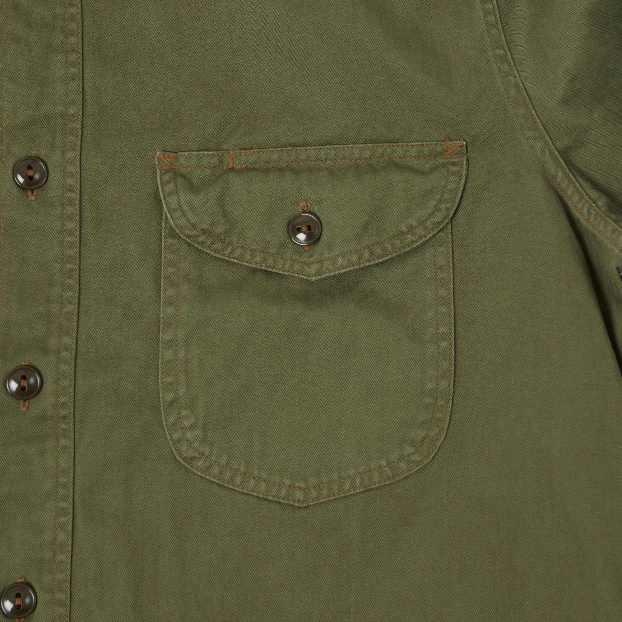 Designer Touch Buzz Rickson's Herringbone Work Shirt - Olive