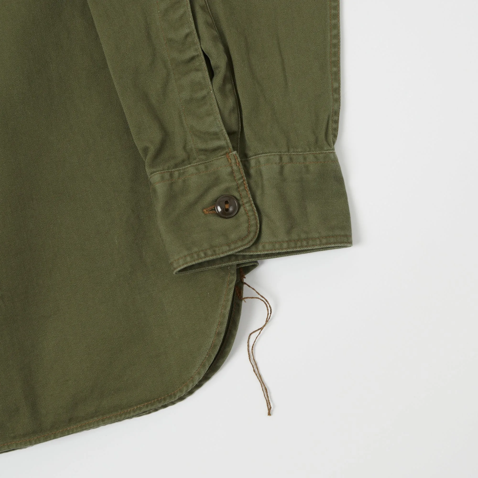 Buzz Rickson's Herringbone Work Shirt - Olive Sustainable Dye Process Odor control