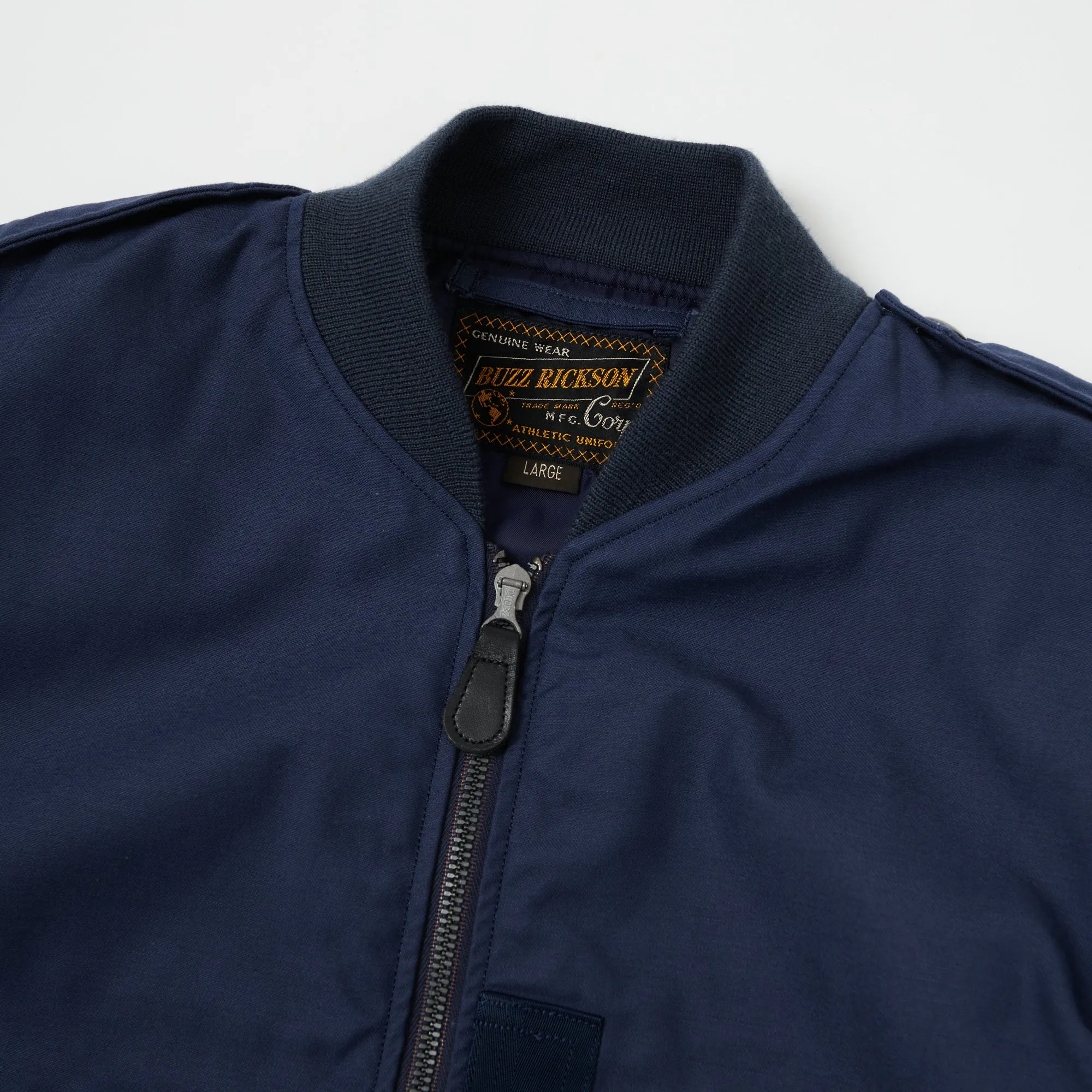 Buzz Rickson's L-2A Civilian Model Flight Jacket - Navy RubberizedTrim EasyClean Coating
