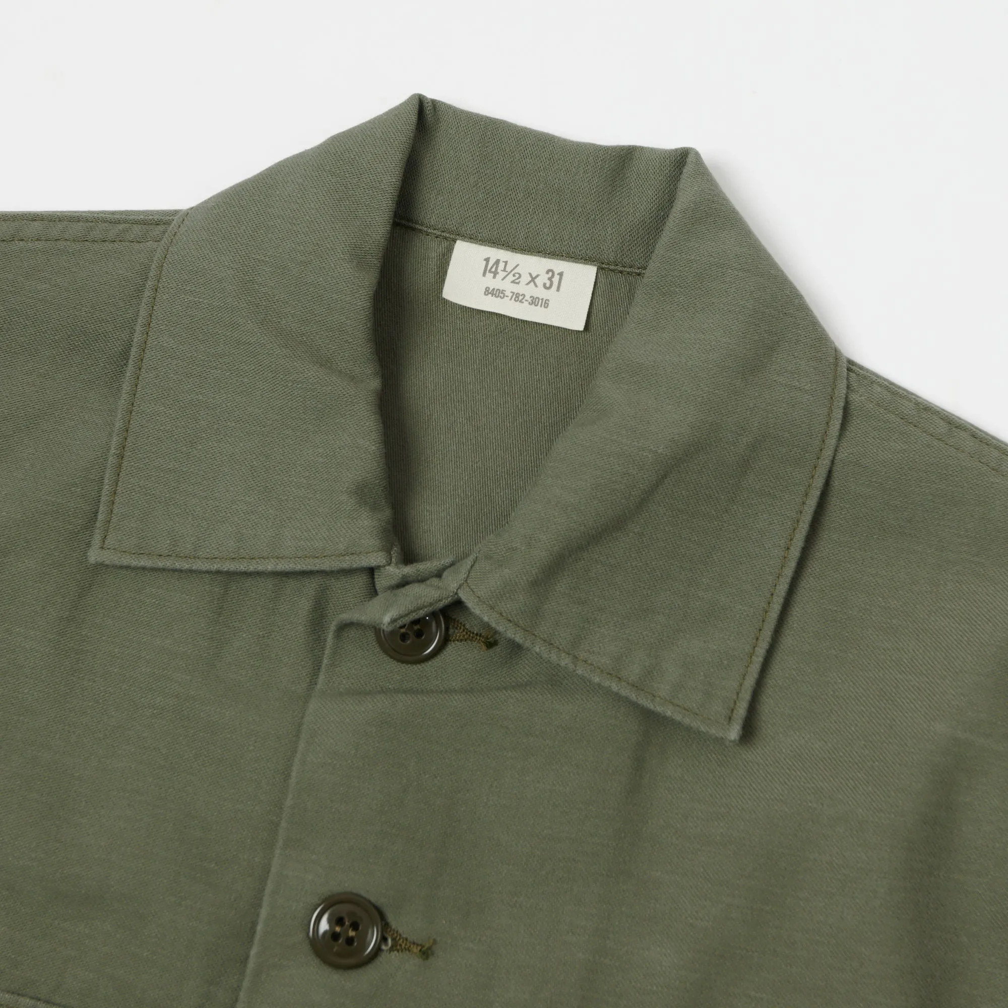 Buzz Rickson's OG-107 Sateen Utility Shirt - Olive Cultural Inspired Tailored Fit