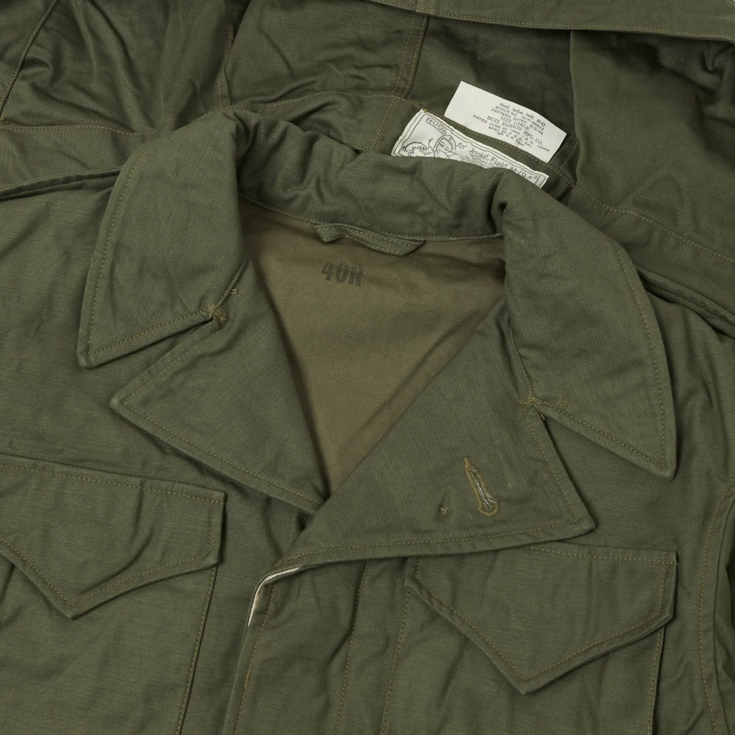 Durable Abrasion Resistant Buzz Rickson's U.S. Army M-1943 Field Jacket - Olive Drab